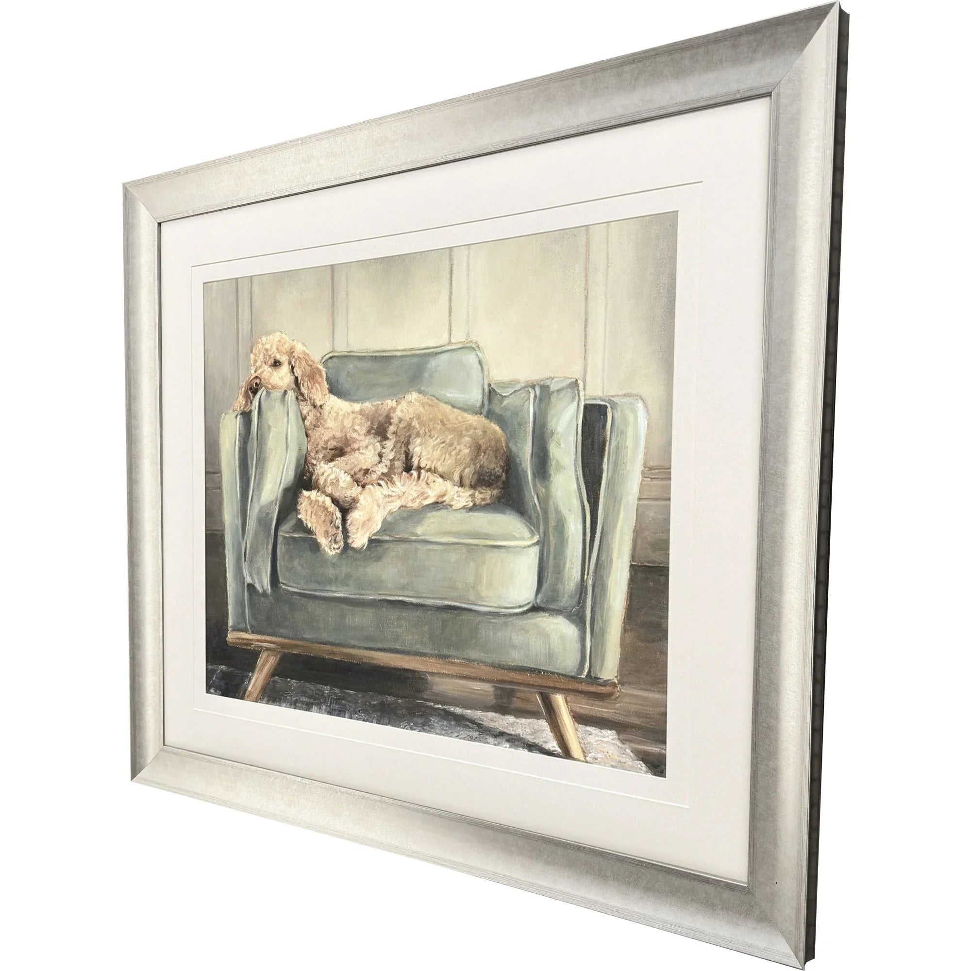 Canine Portrait Green Canvas Art