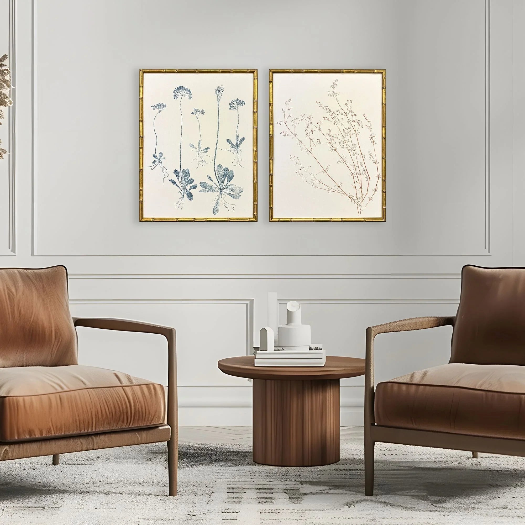 Floral Trace III Wood Frame Multi Canvas Art 2PC