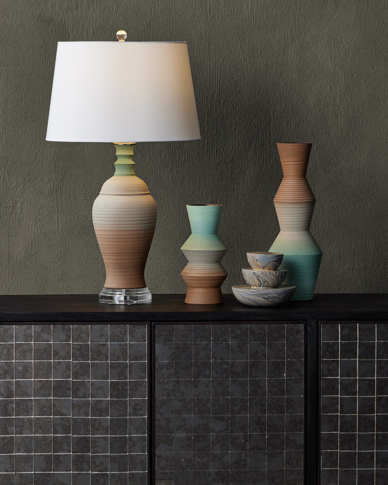Happy 80's Brown Porcelain Table Lamp