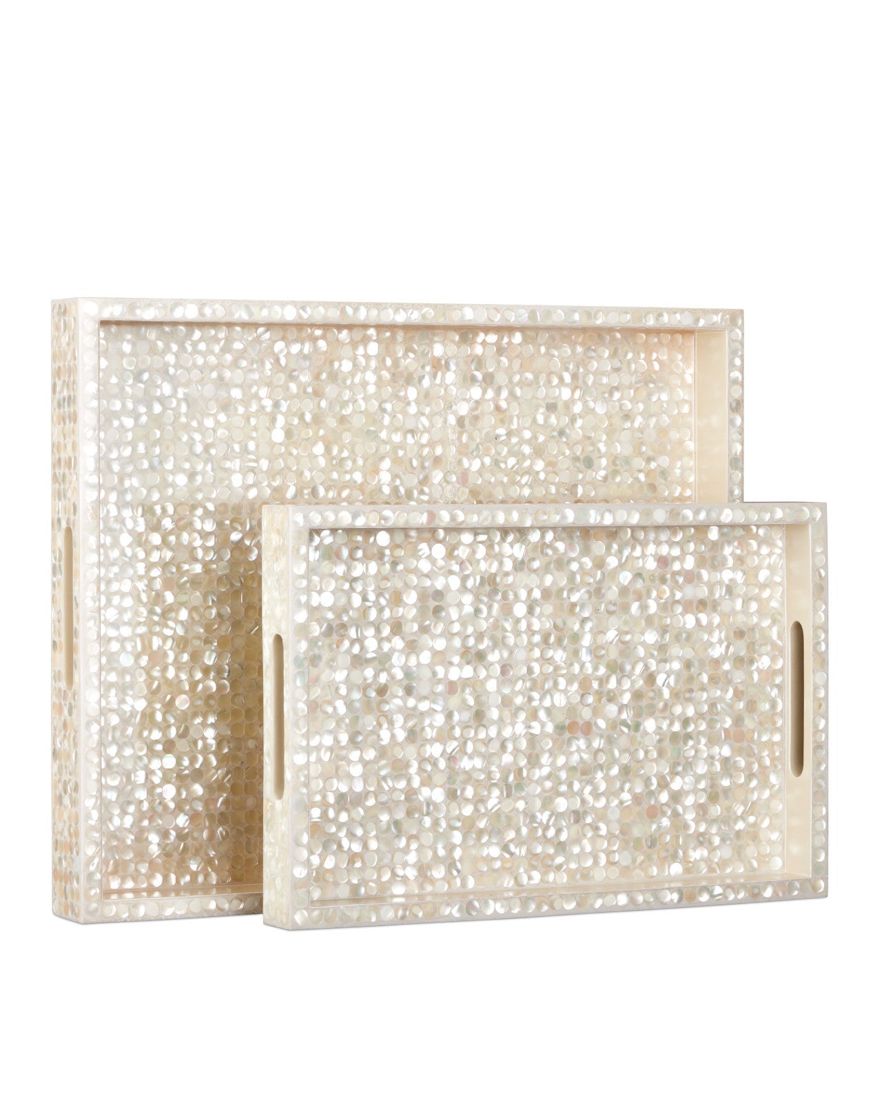 Gerri Dot White Mother of Pearl Tray (Set of 2)