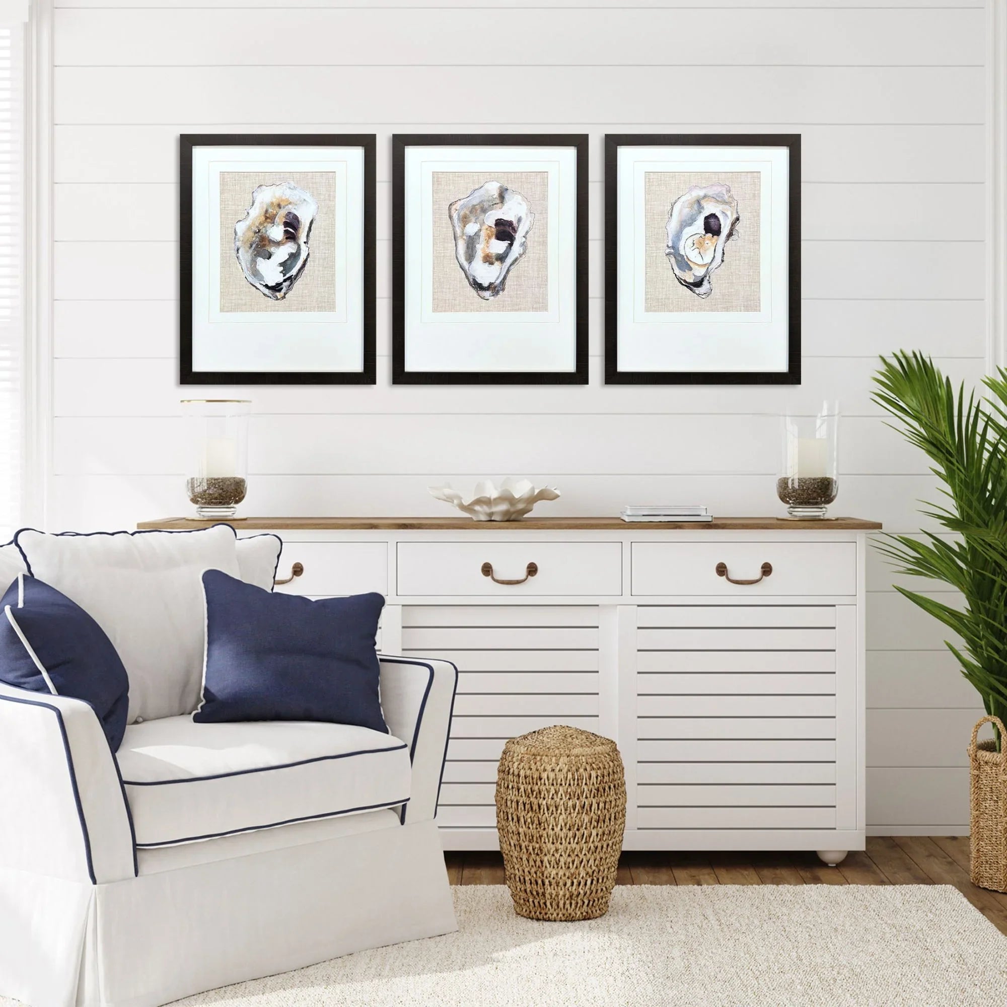Oyster Shell Study Neutral Canvas Art 3PC