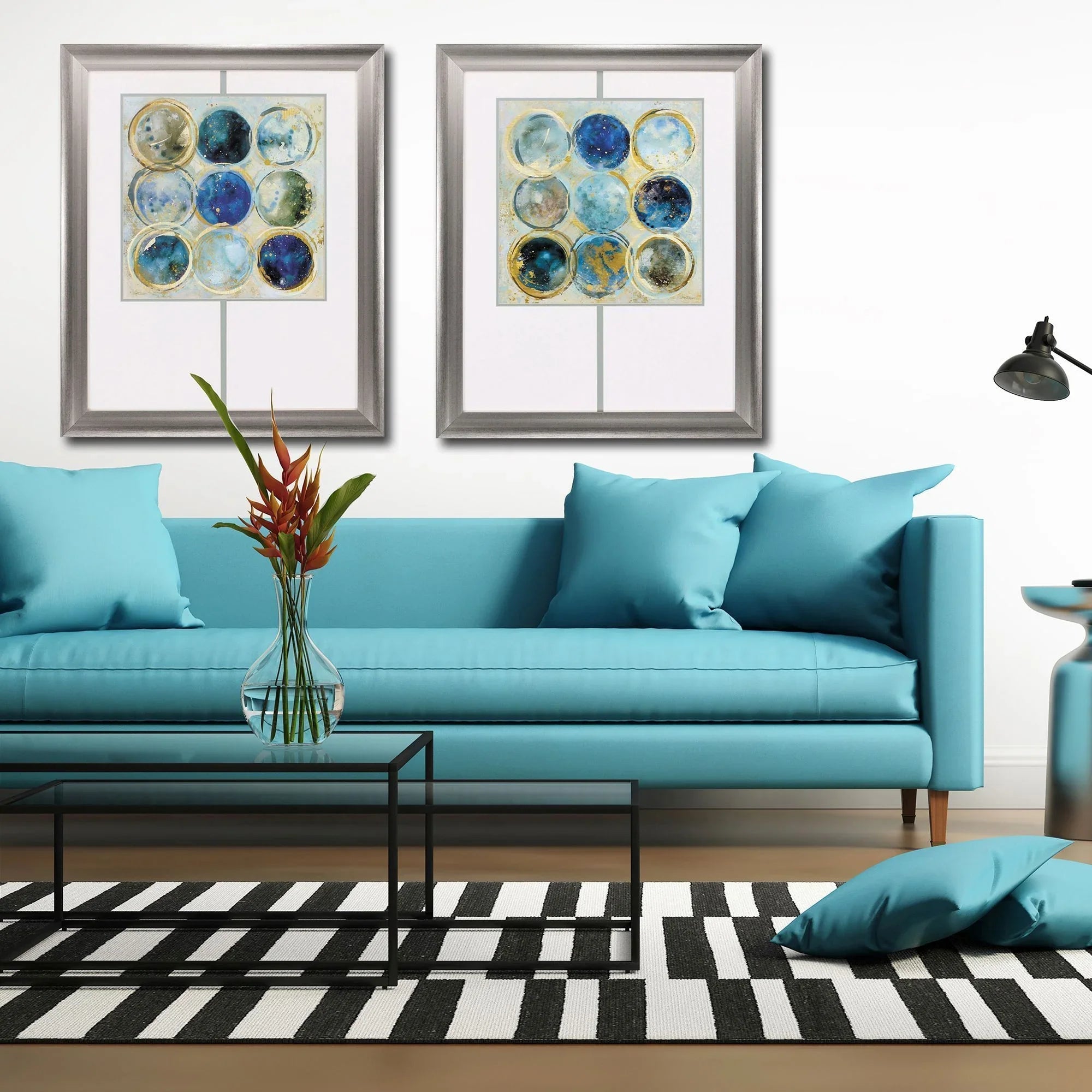 Alignment Blue Canvas Art 2PC