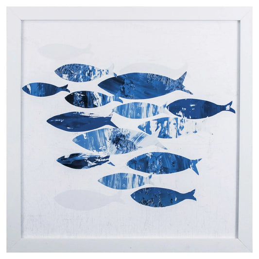 Sea Gold Coastal Fish Blue Canvas Art