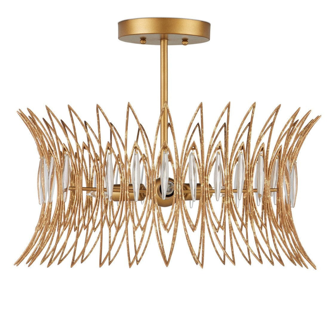 Marquise Gold Semi-Flush Mount-Flush Mounts-Currey & Co-LOOMLAN