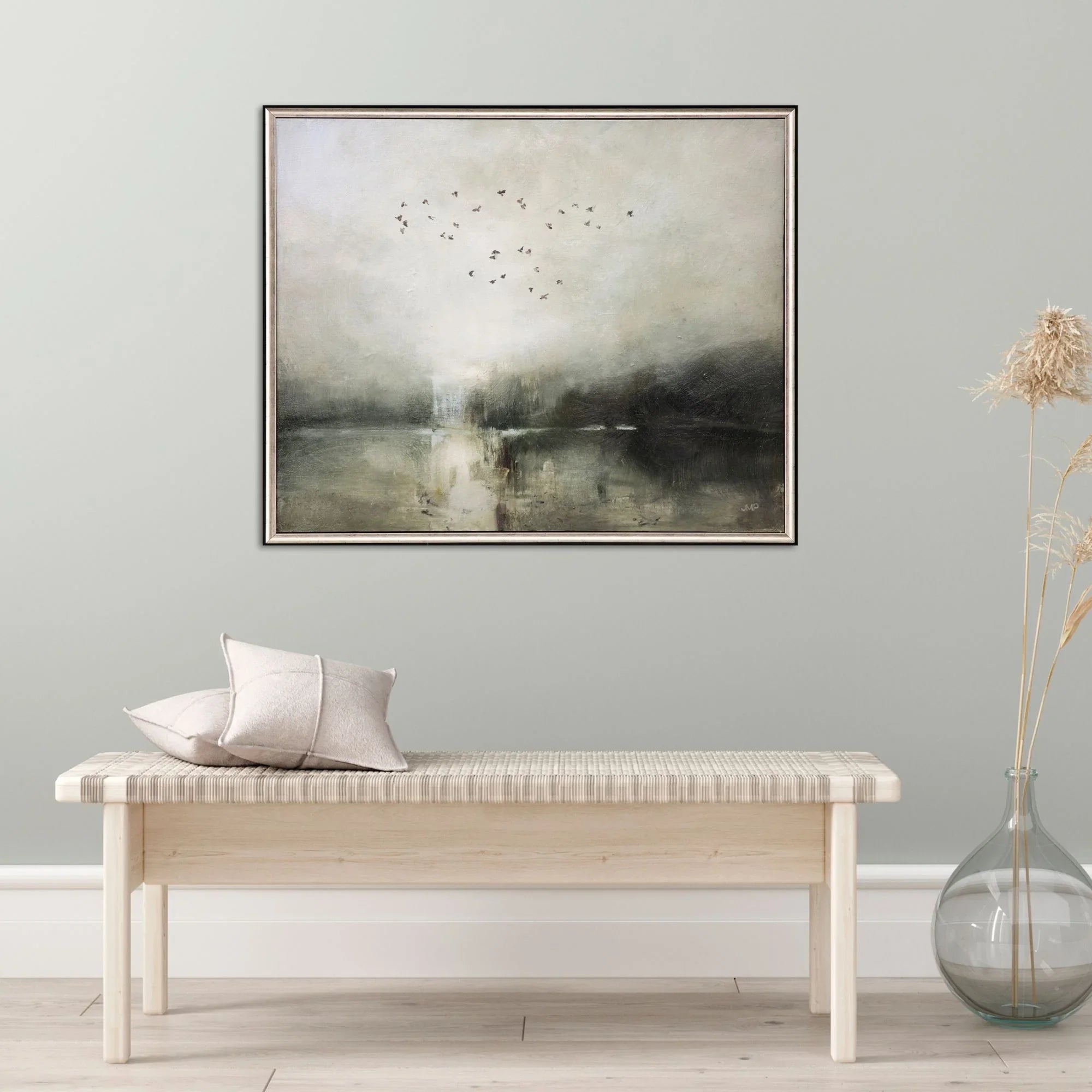 Evening Flight Green Canvas Art