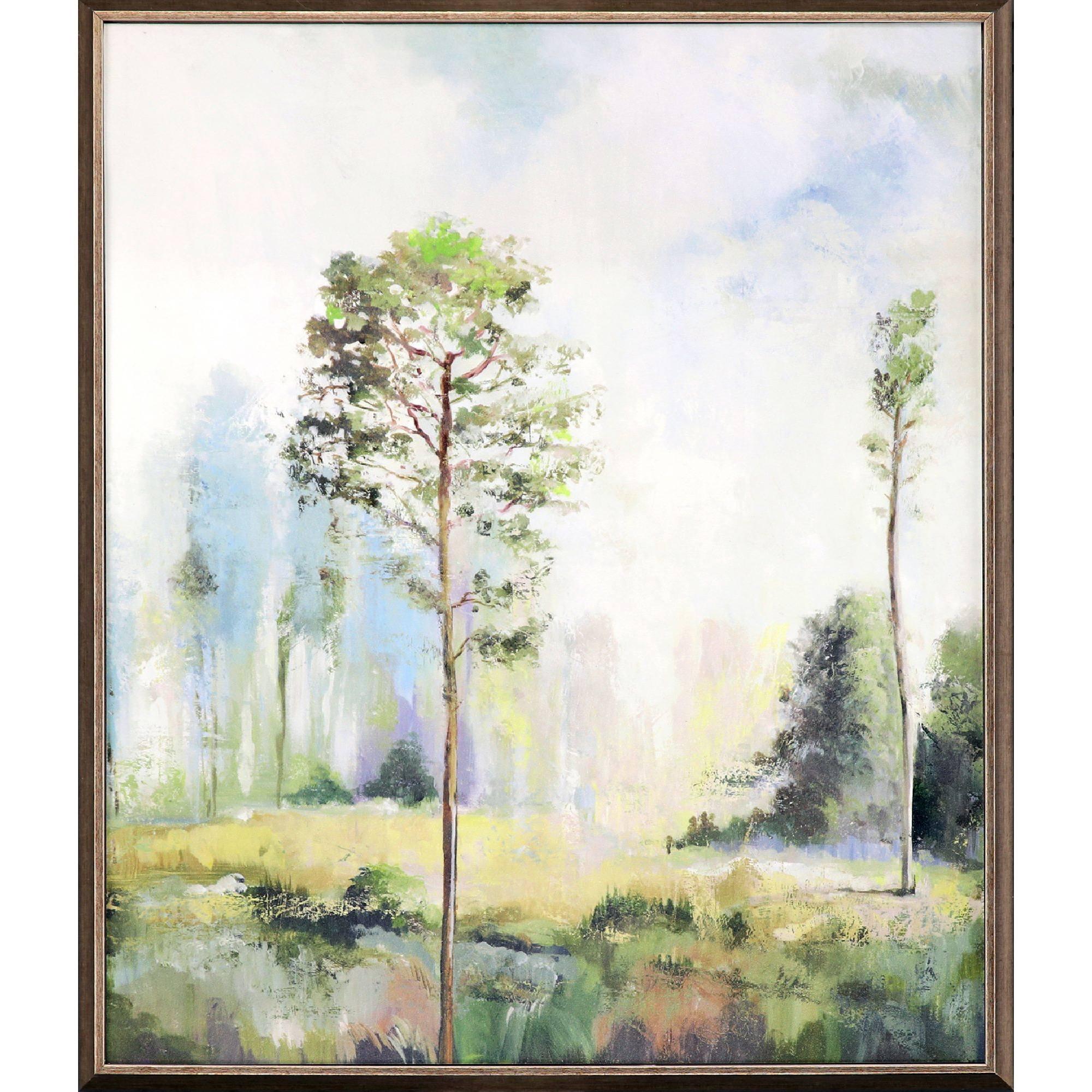 Tall Green Trees Hand Finished Canvas Art