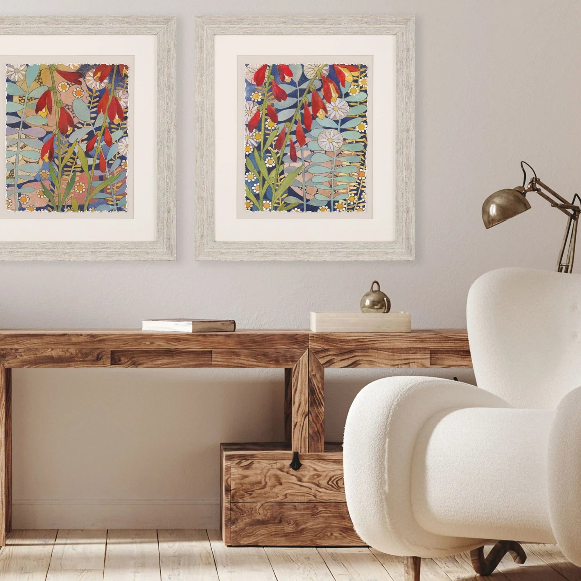 Summer's End White Wooden Frame Canvas Art