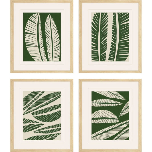 Tropical Flourish Green Canvas Art 4PC