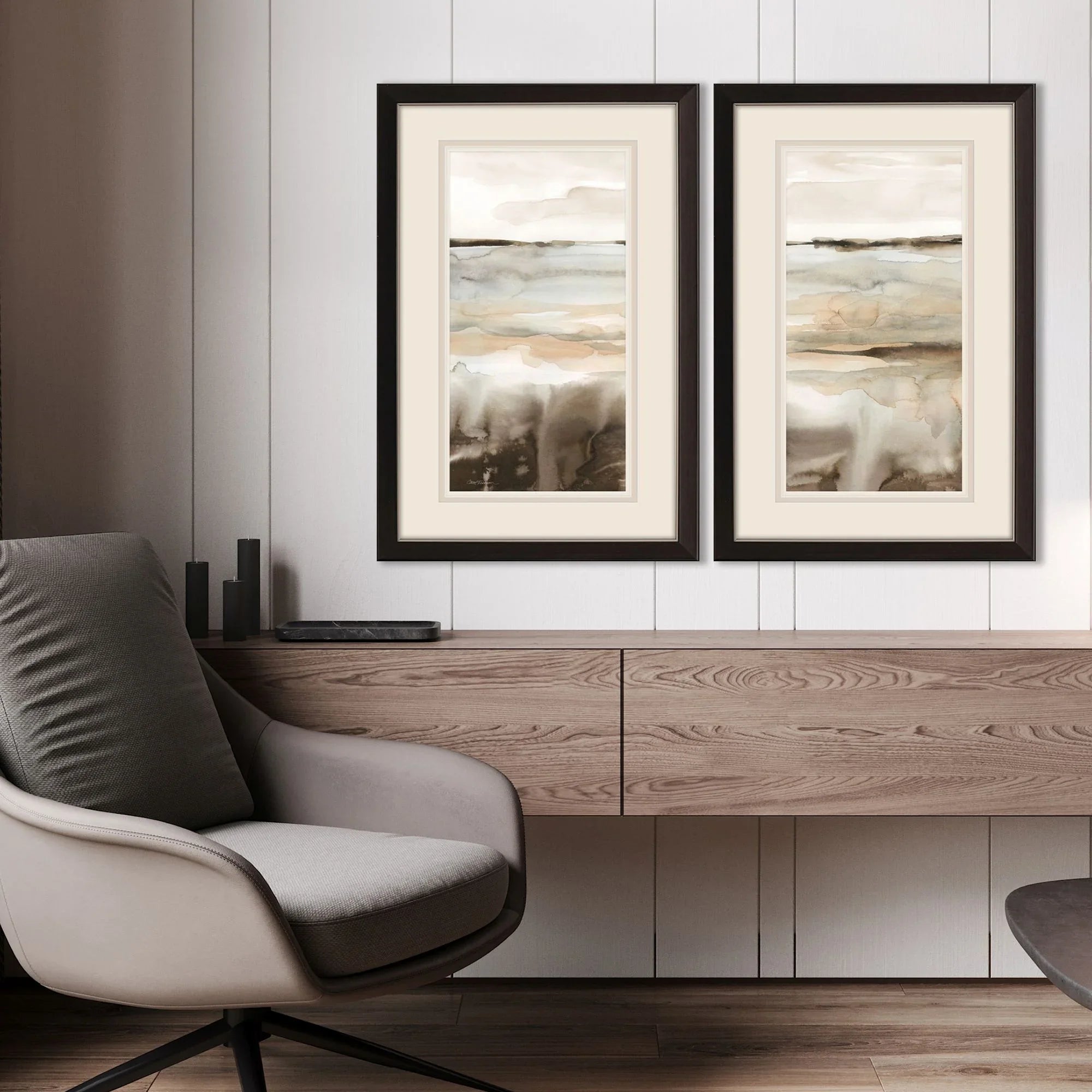 Classic Field Brown Canvas Art 2PC