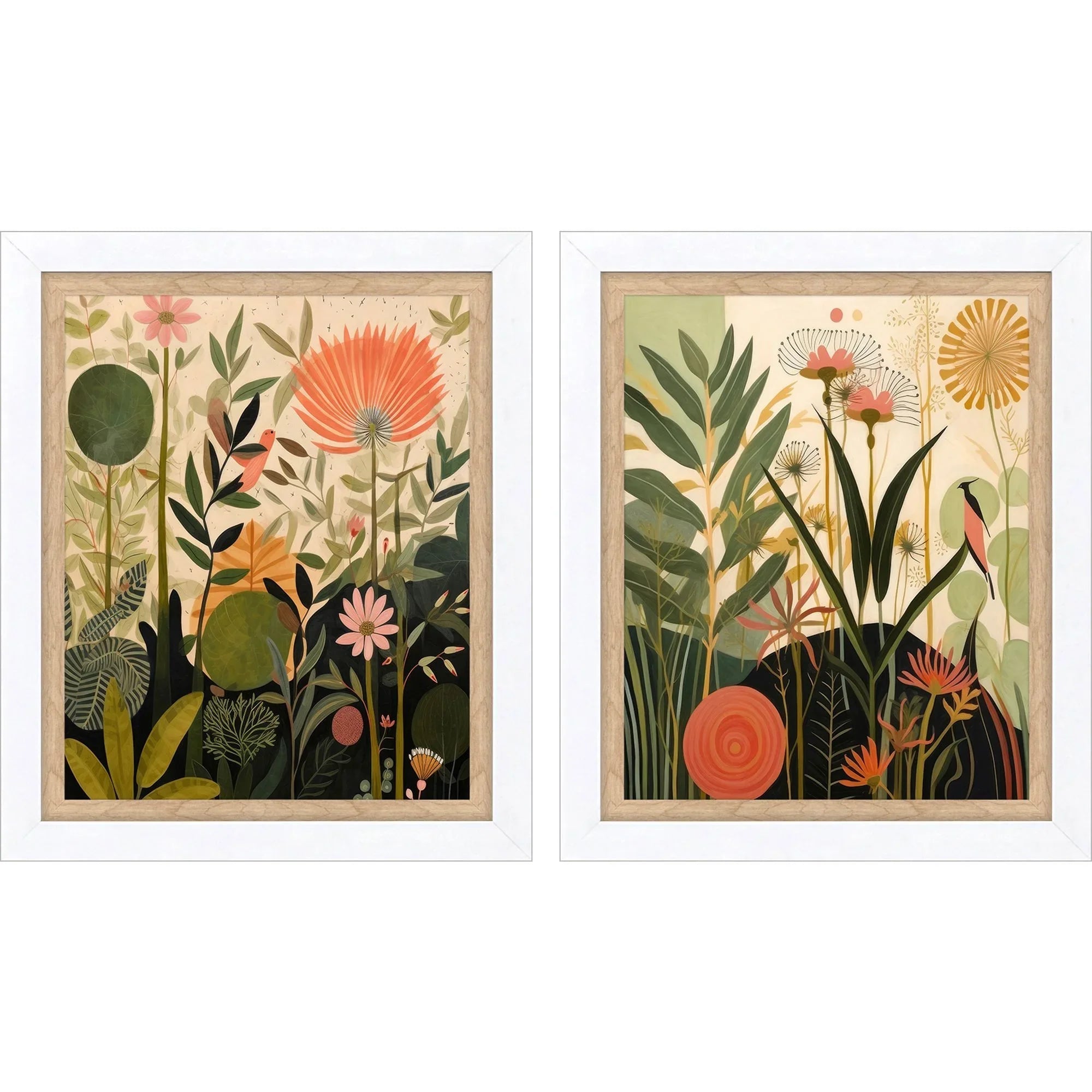 Botanical Embrace Green Canvas Art 2PC