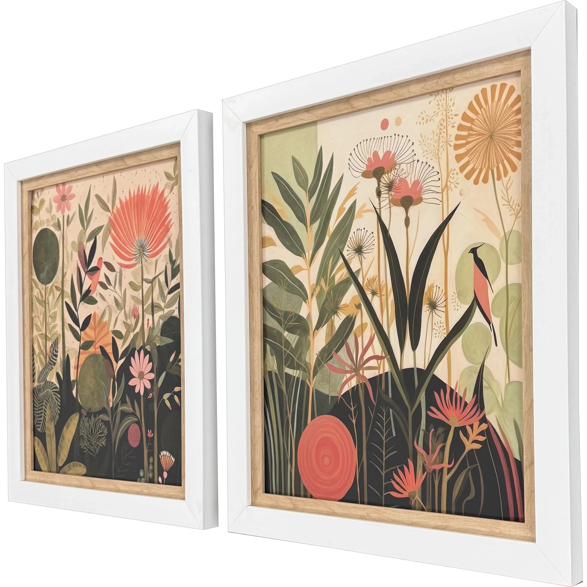 Botanical Embrace Green Canvas Art 2PC