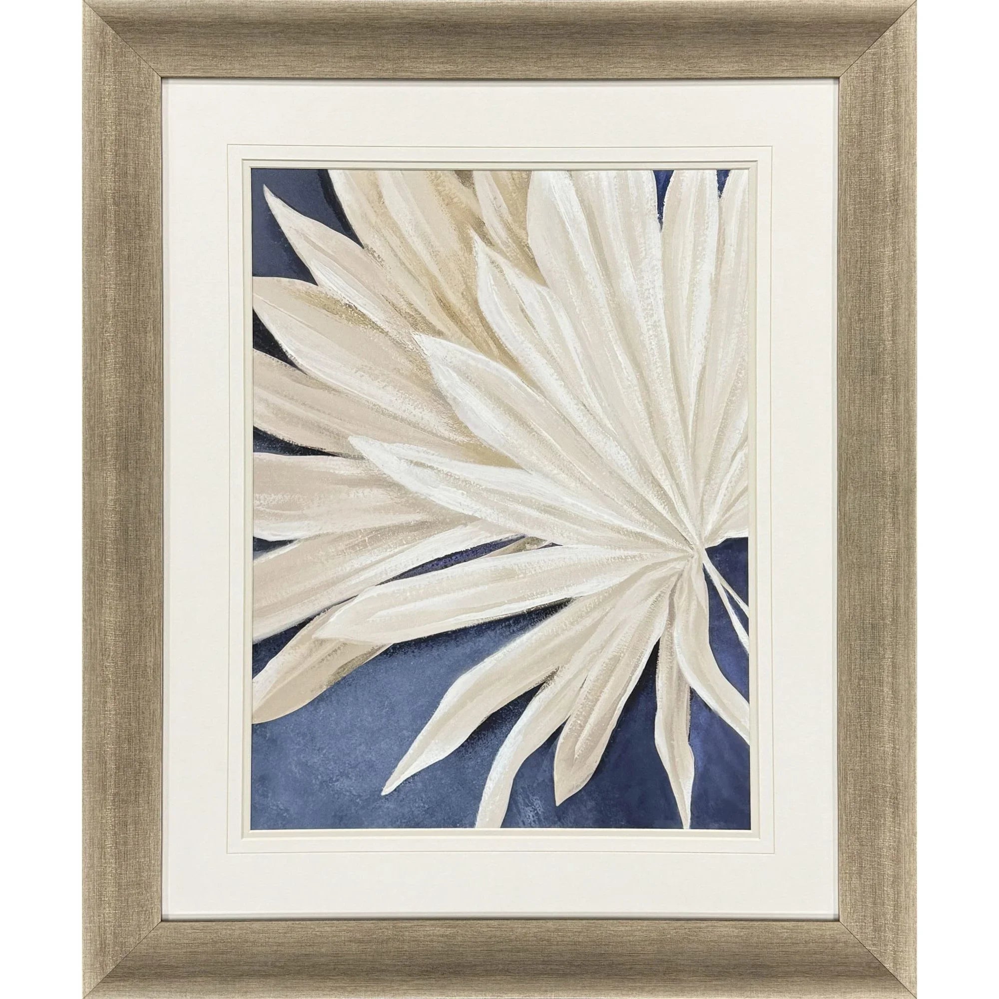 Blue Dry Palms Glass Front Canvas Art