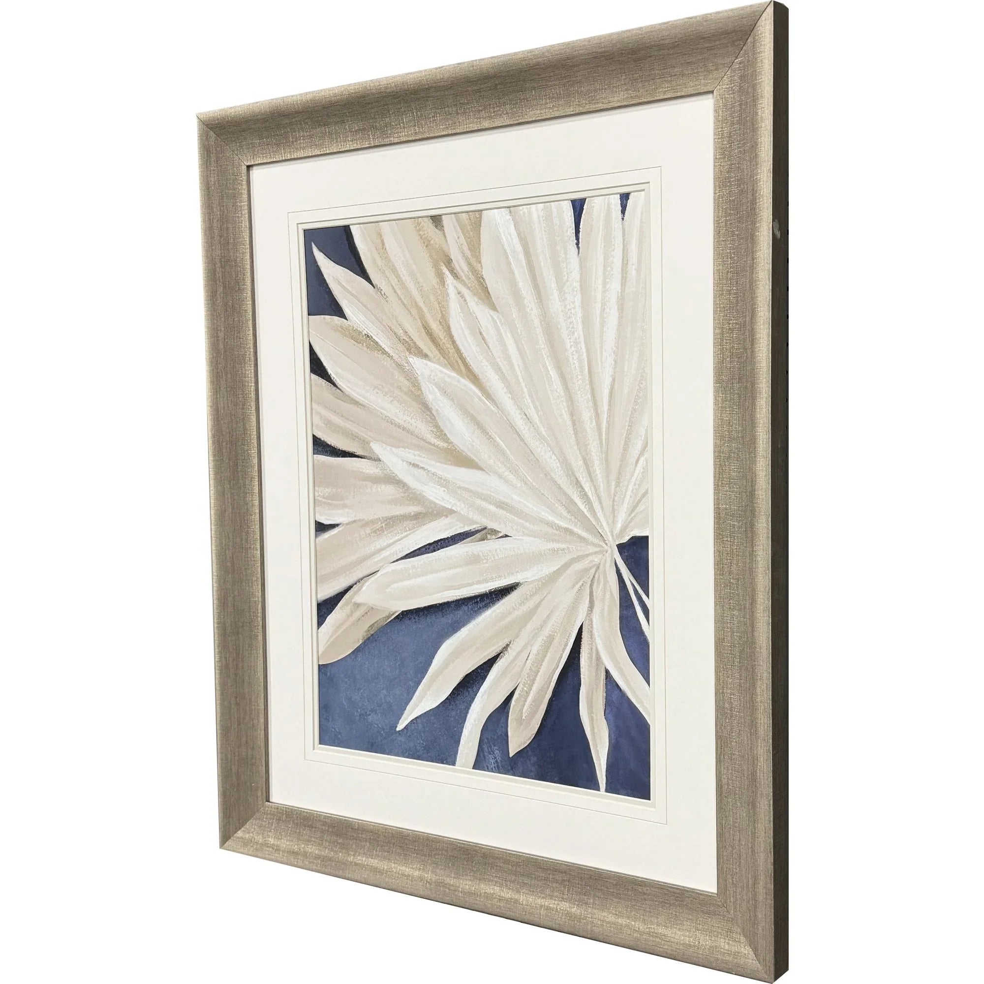 Blue Dry Palms Glass Front Canvas Art