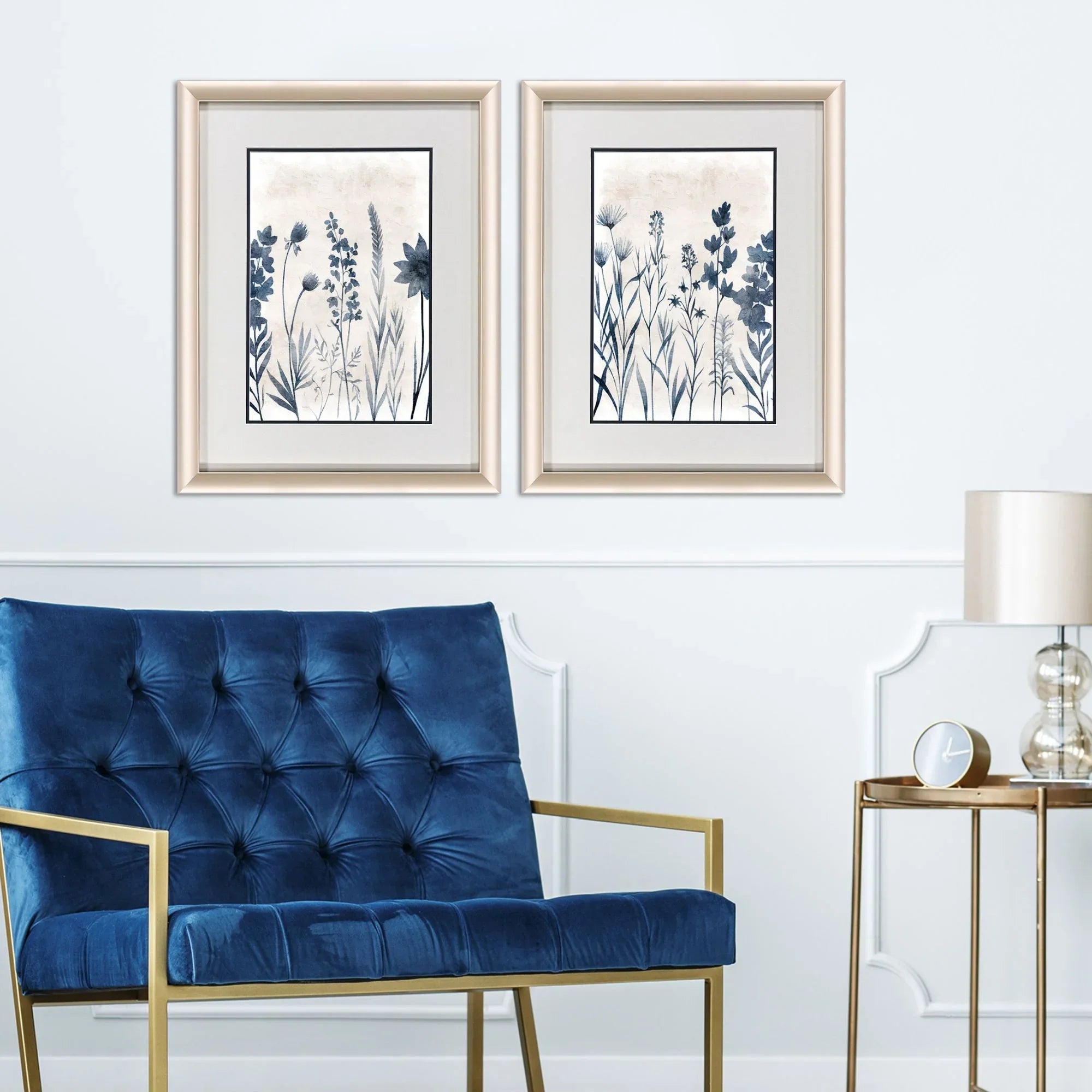 Blue Dye Blue Canvas Art 2PC