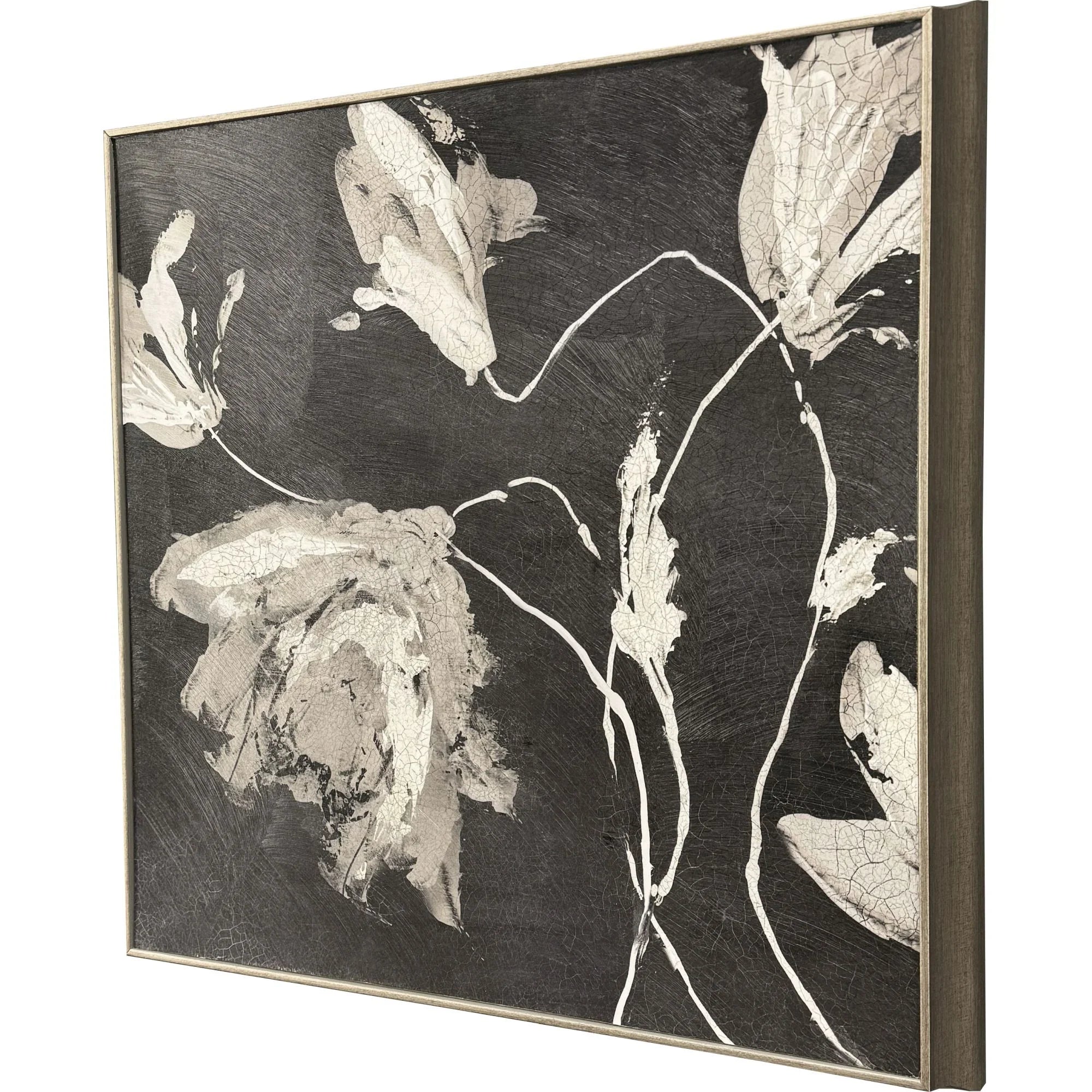 Neutral Flora Black Canvas Art