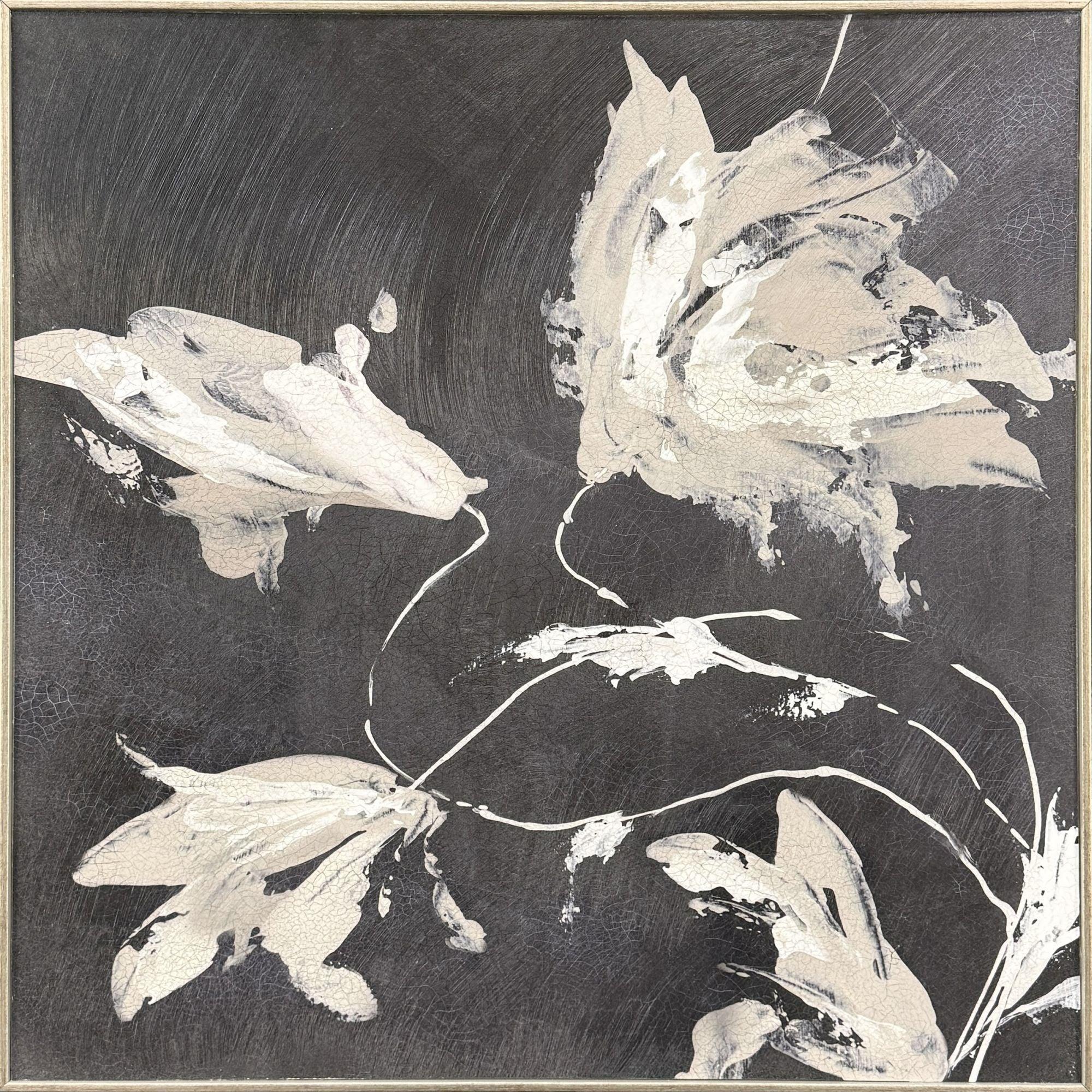 Neutral Flora Black Canvas Art