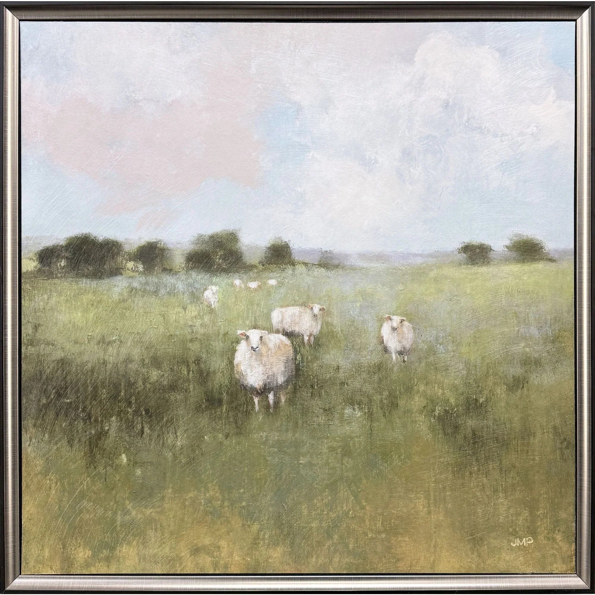 Pasture Hand Finished Green Canvas Art