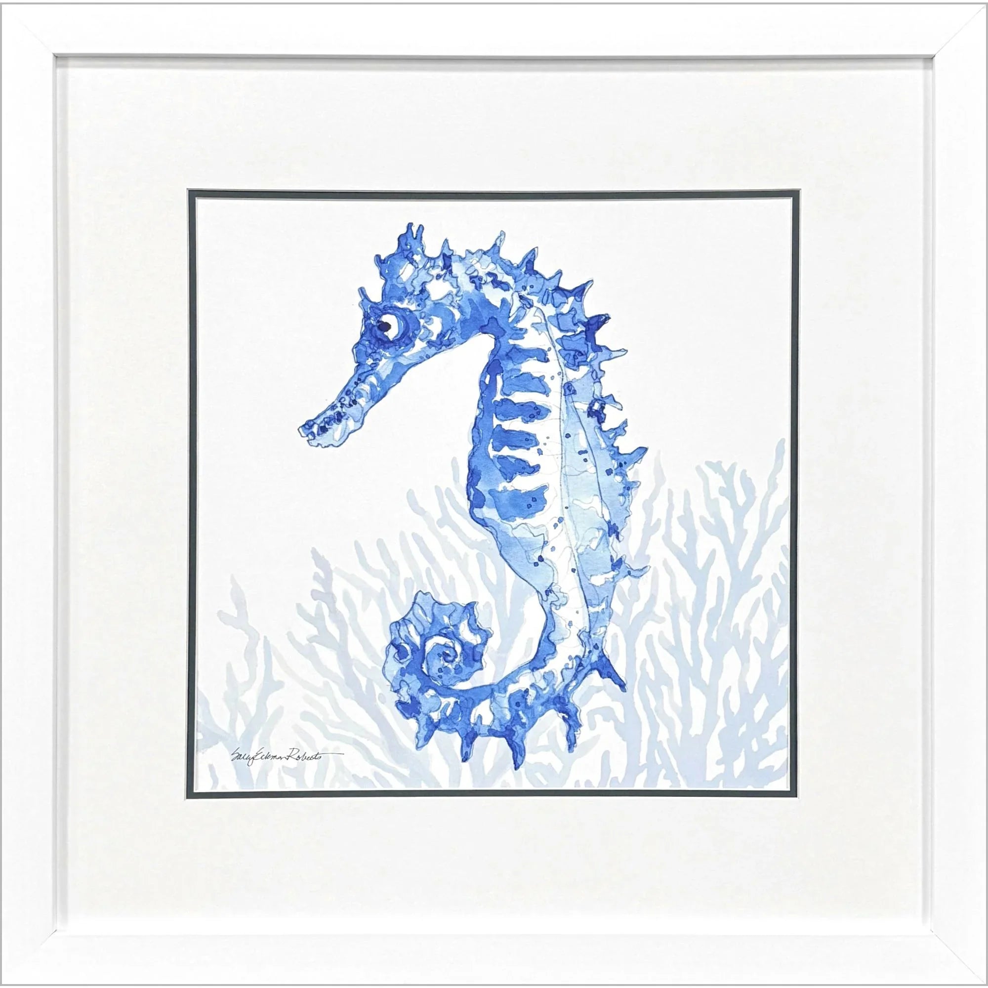 Indigo Ocean Glass Front Blue Canvas Art