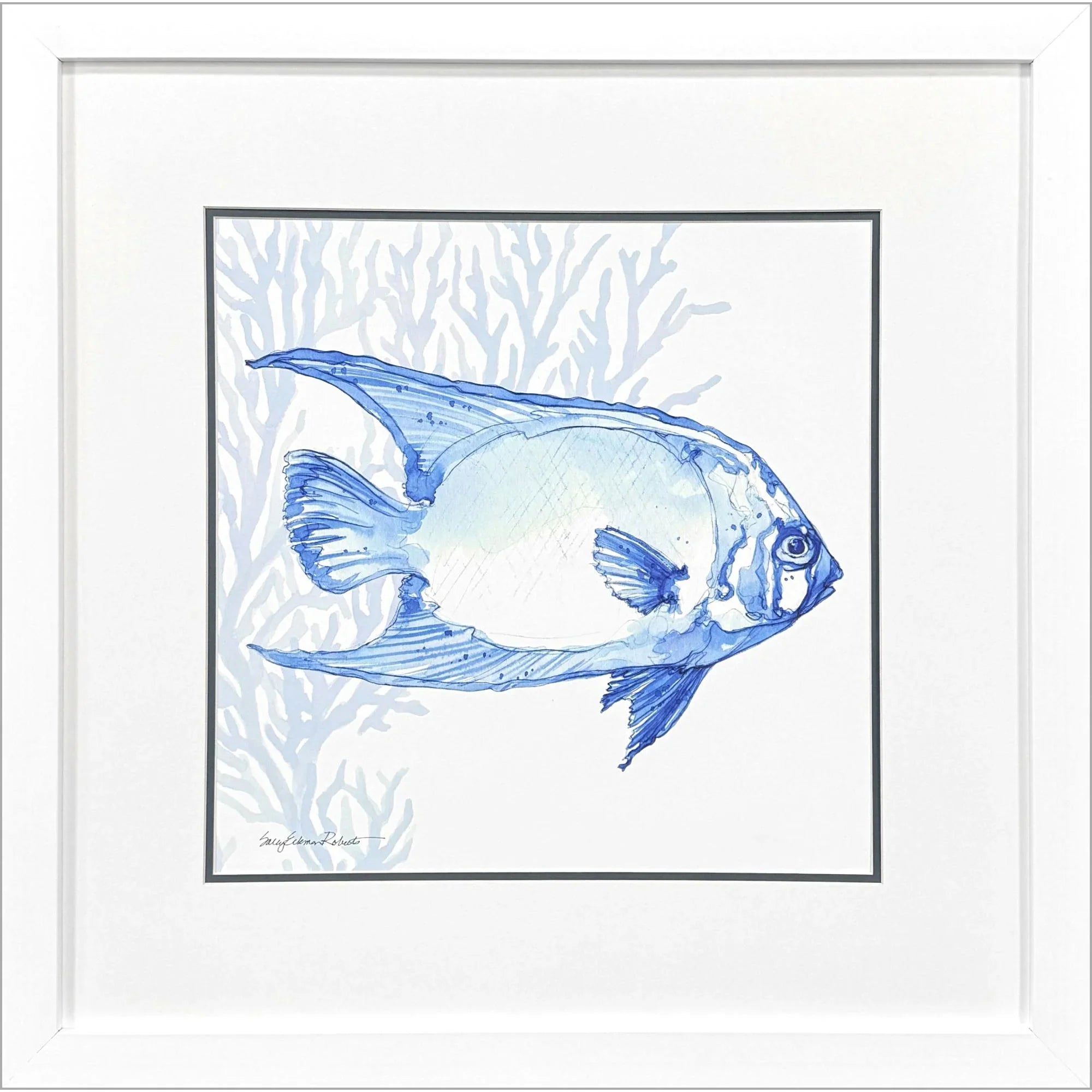Indigo Ocean Glass Front Blue Canvas Art