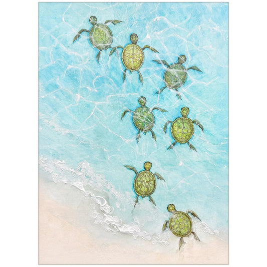 Swimming Turtles II Blue Canvas Art