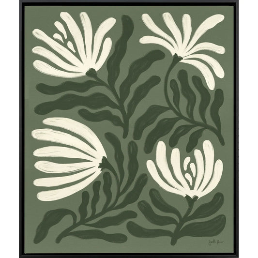 Simple Petals Hand Assembled Green Canvas Art