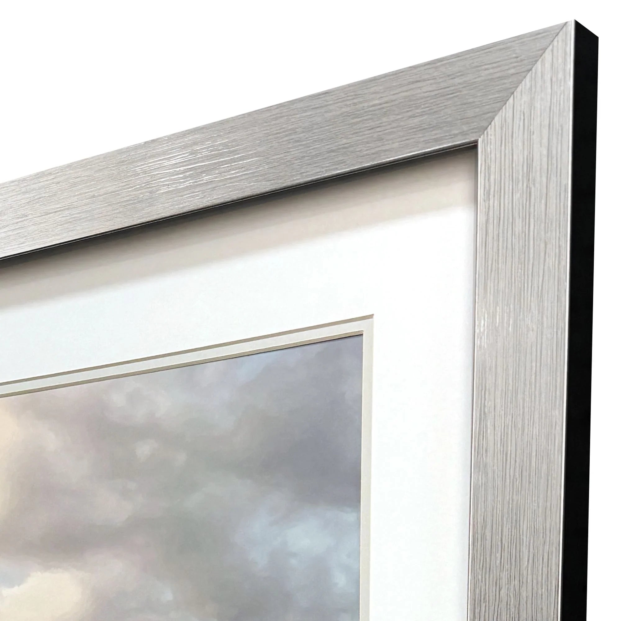 Cloudscape Brushed Silver Frame Canvas Art