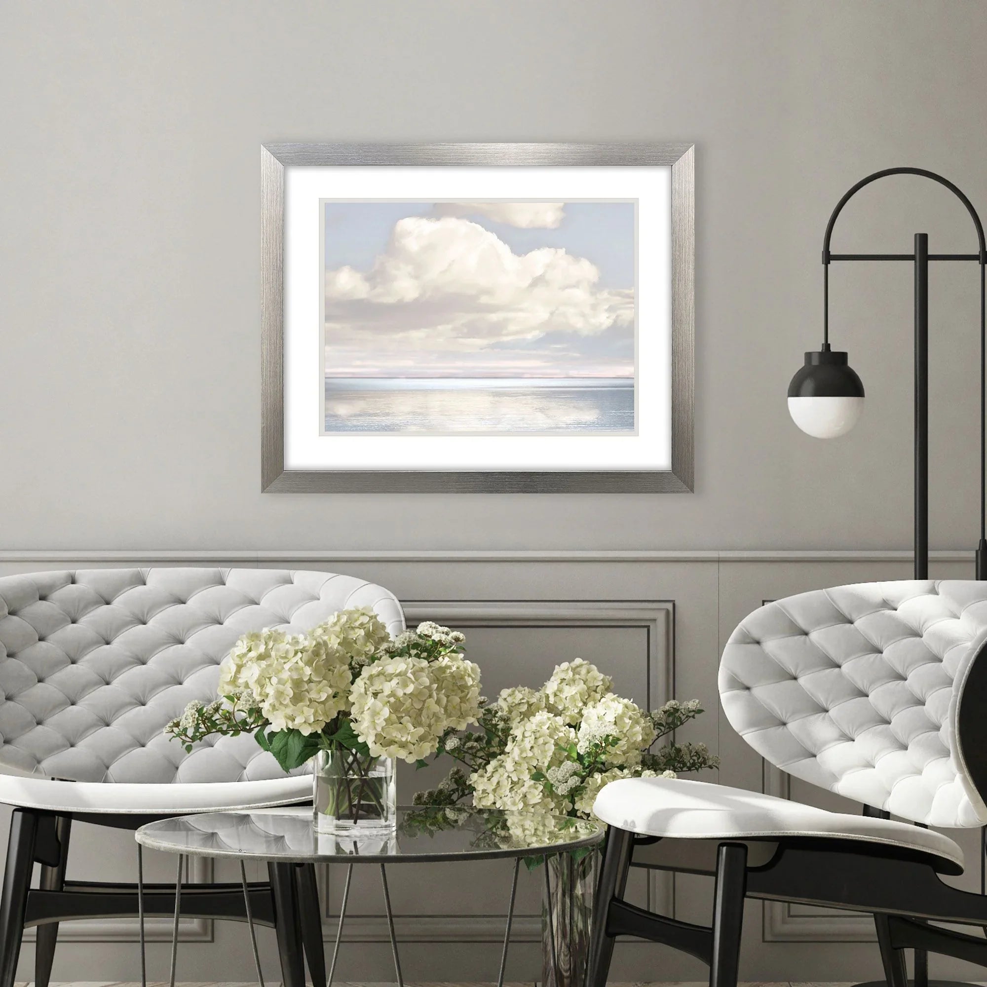 Cloudscape Brushed Silver Frame Canvas Art
