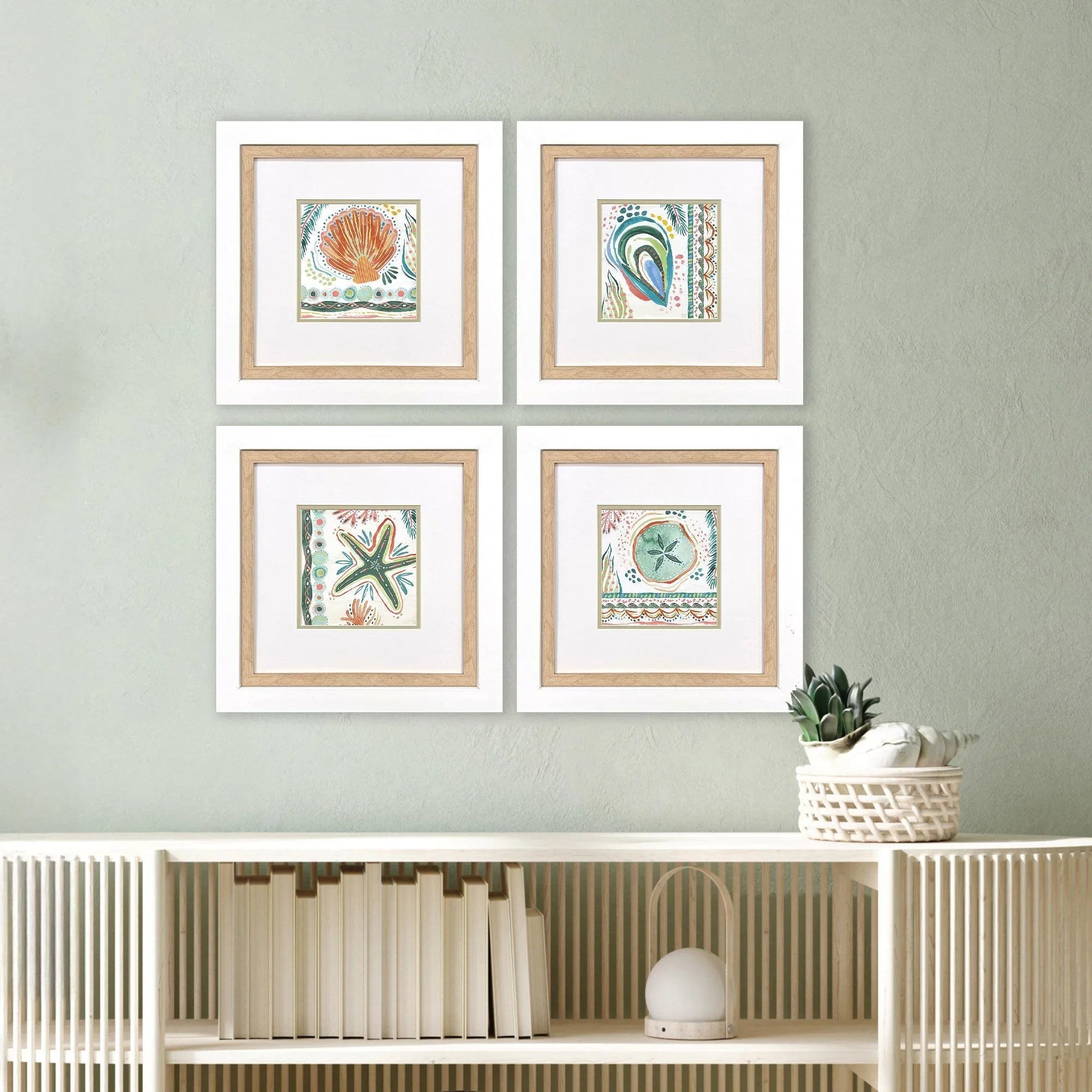 Coastline Green Canvas Art 4PC