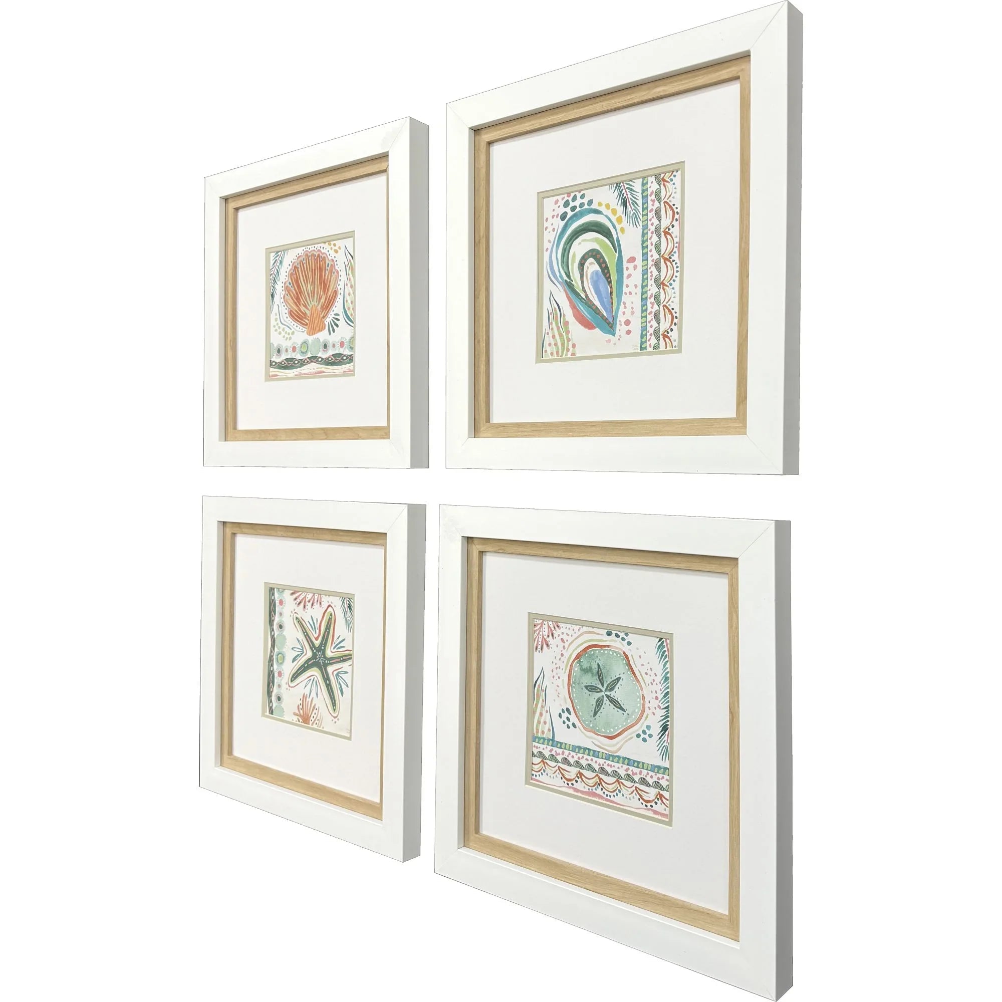 Coastline Green Canvas Art 4PC