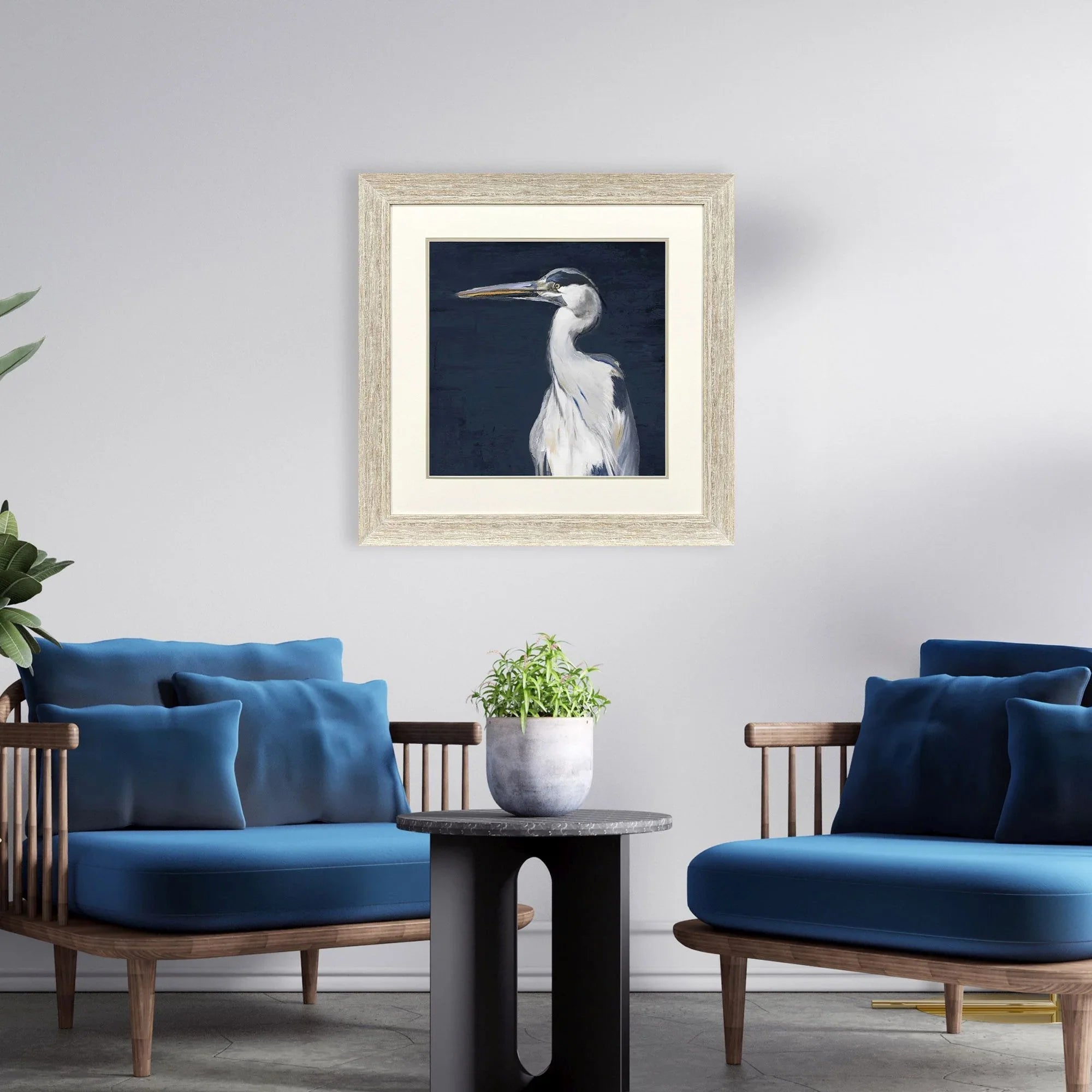 Blue Heron II Blue Canvas Art