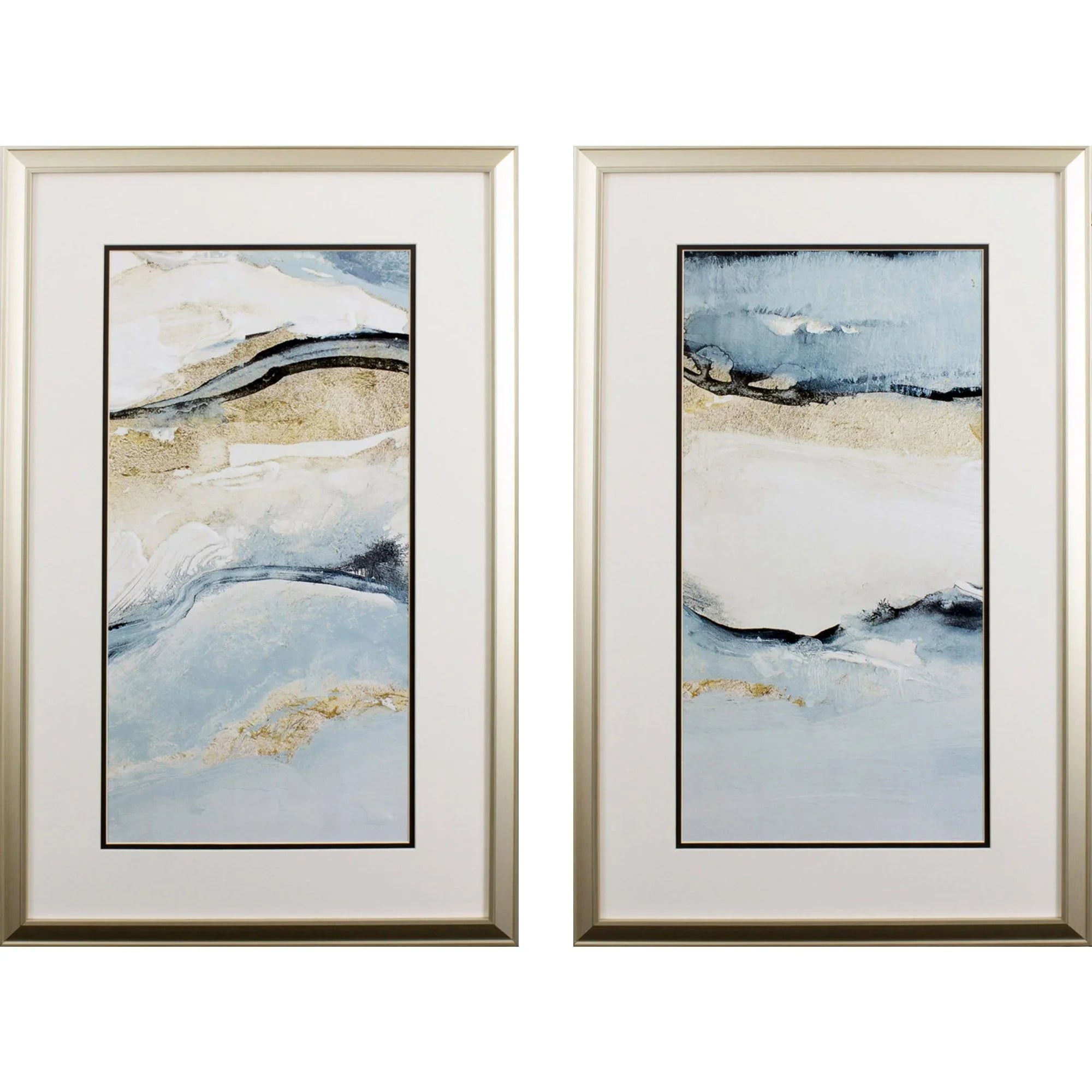 Blue Crystalline Blue Canvas Art 2PC
