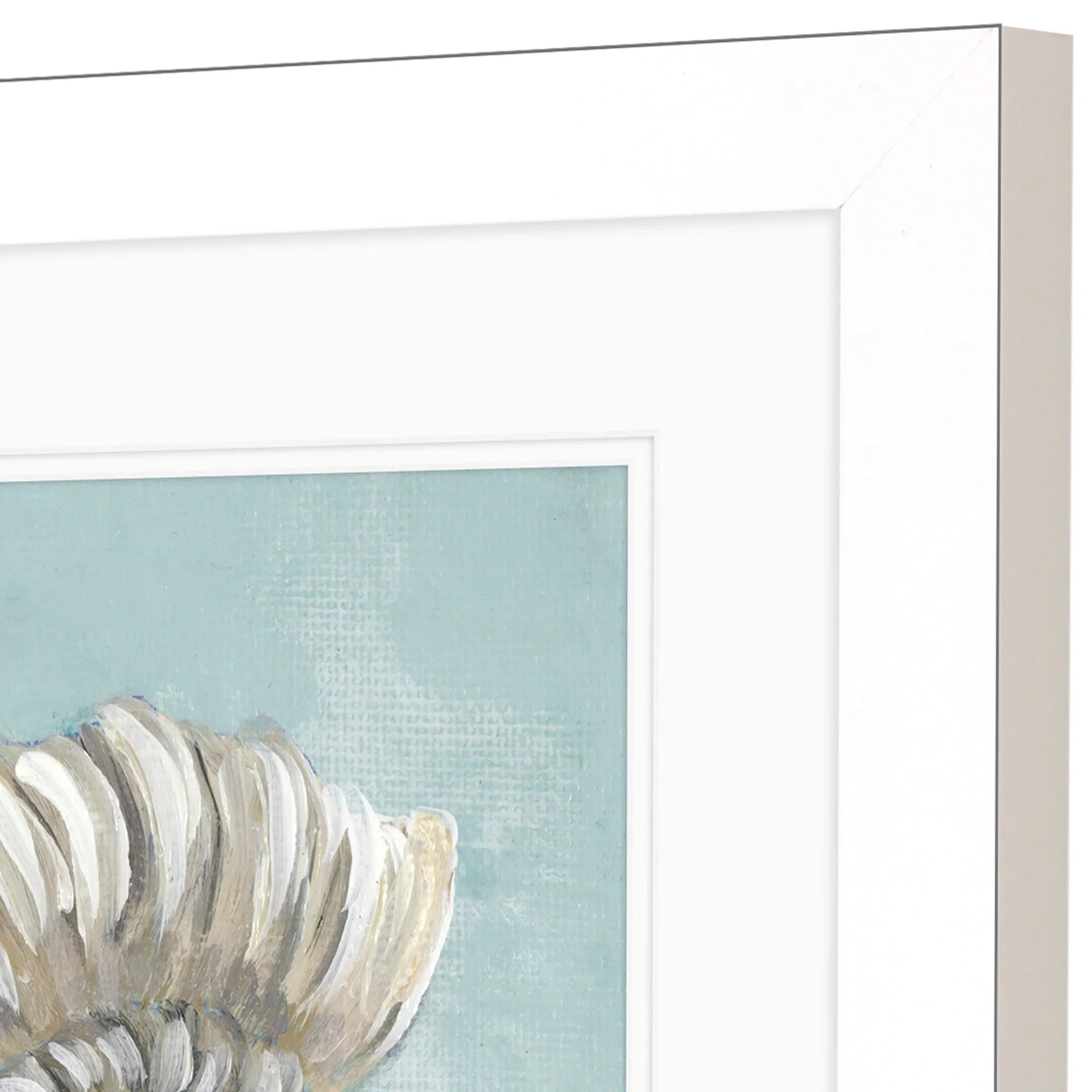 Seashell Glass Front Blue Canvas Art 2PC