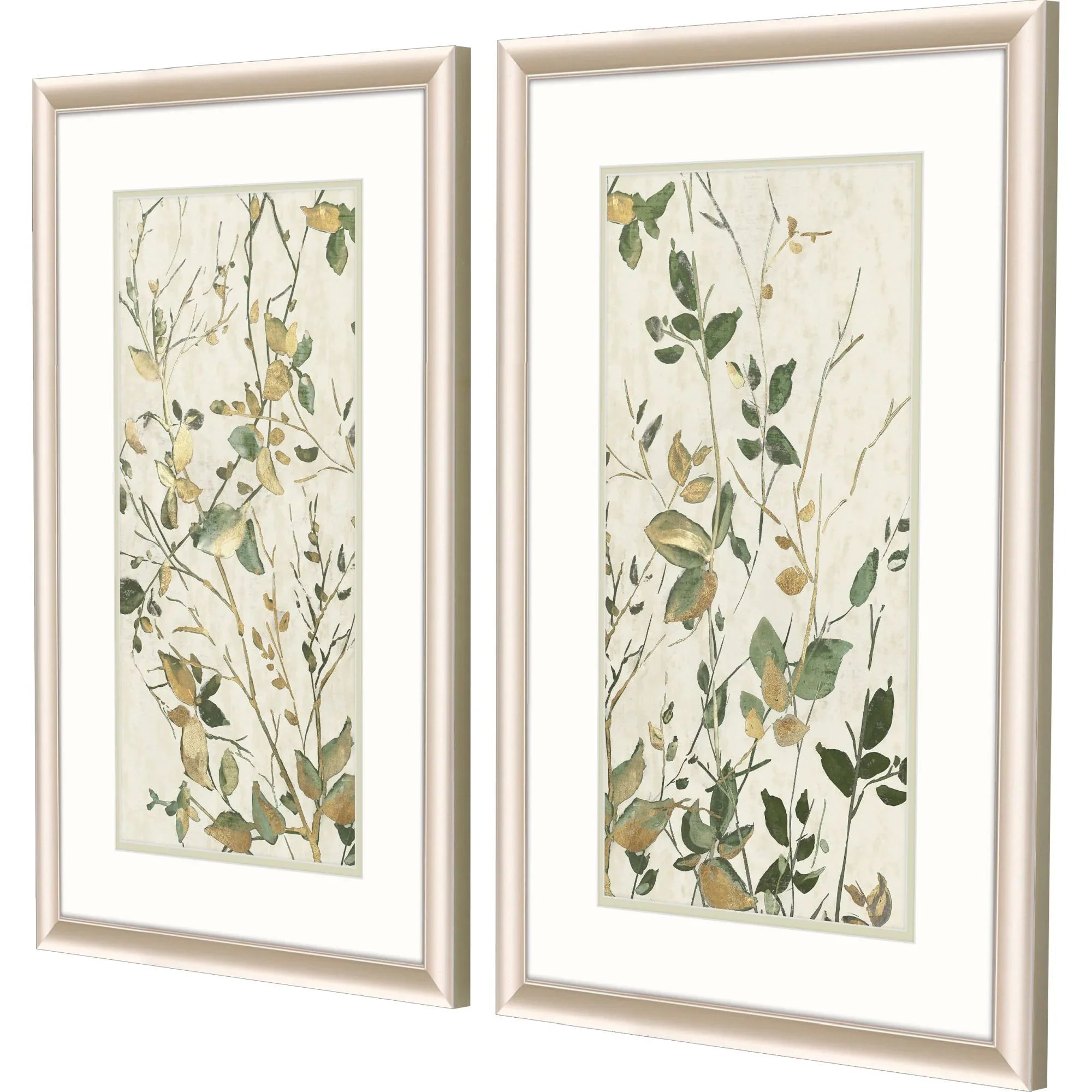Golden Branches Hand Assembled Canvas Art 2PC