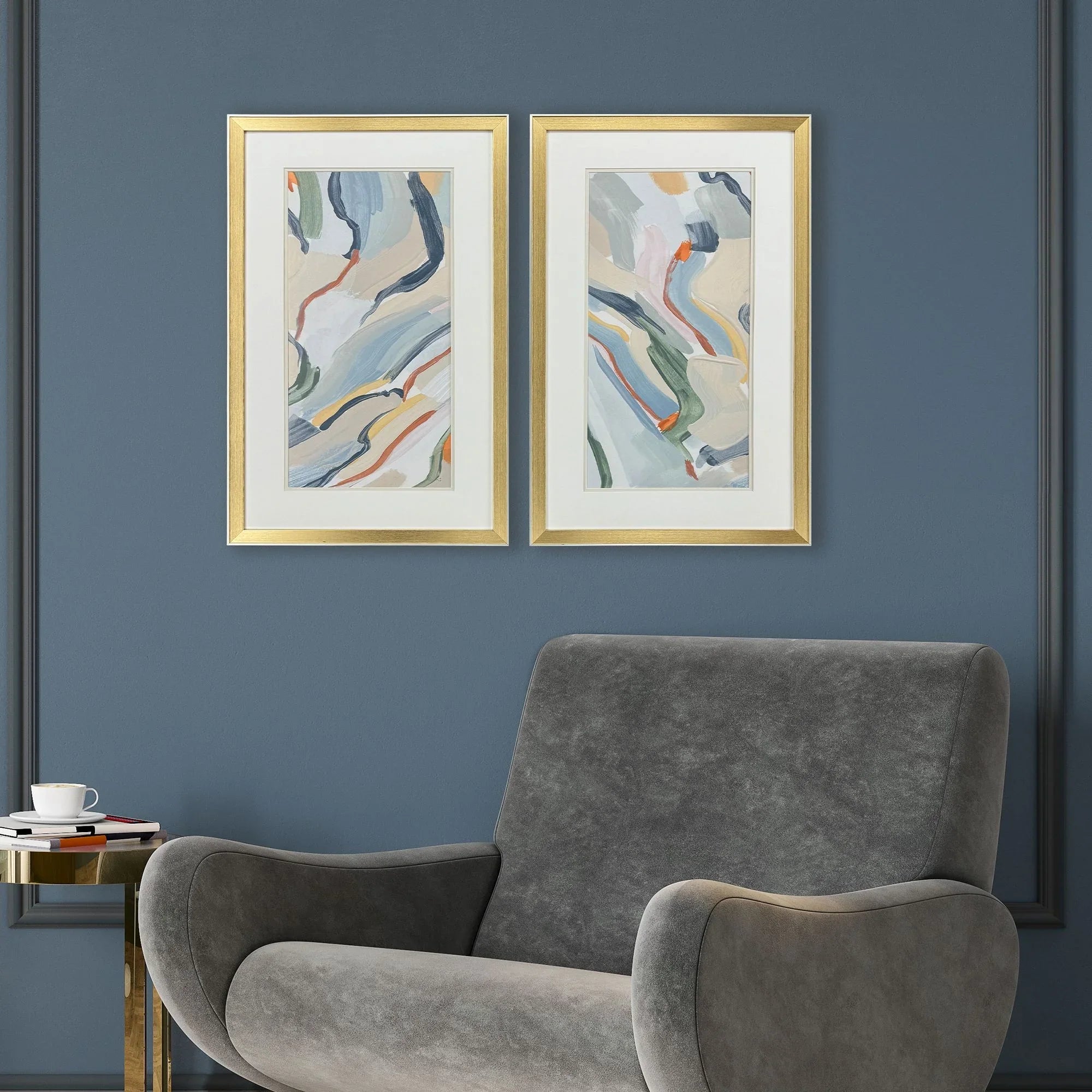 Pour Monsieur Blue Canvas Art 2PC
