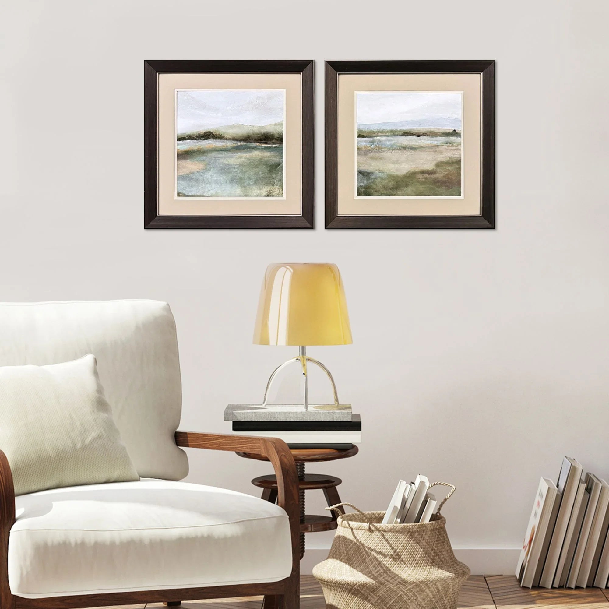 Tranquil Valley Views Green Canvas Art 2PC