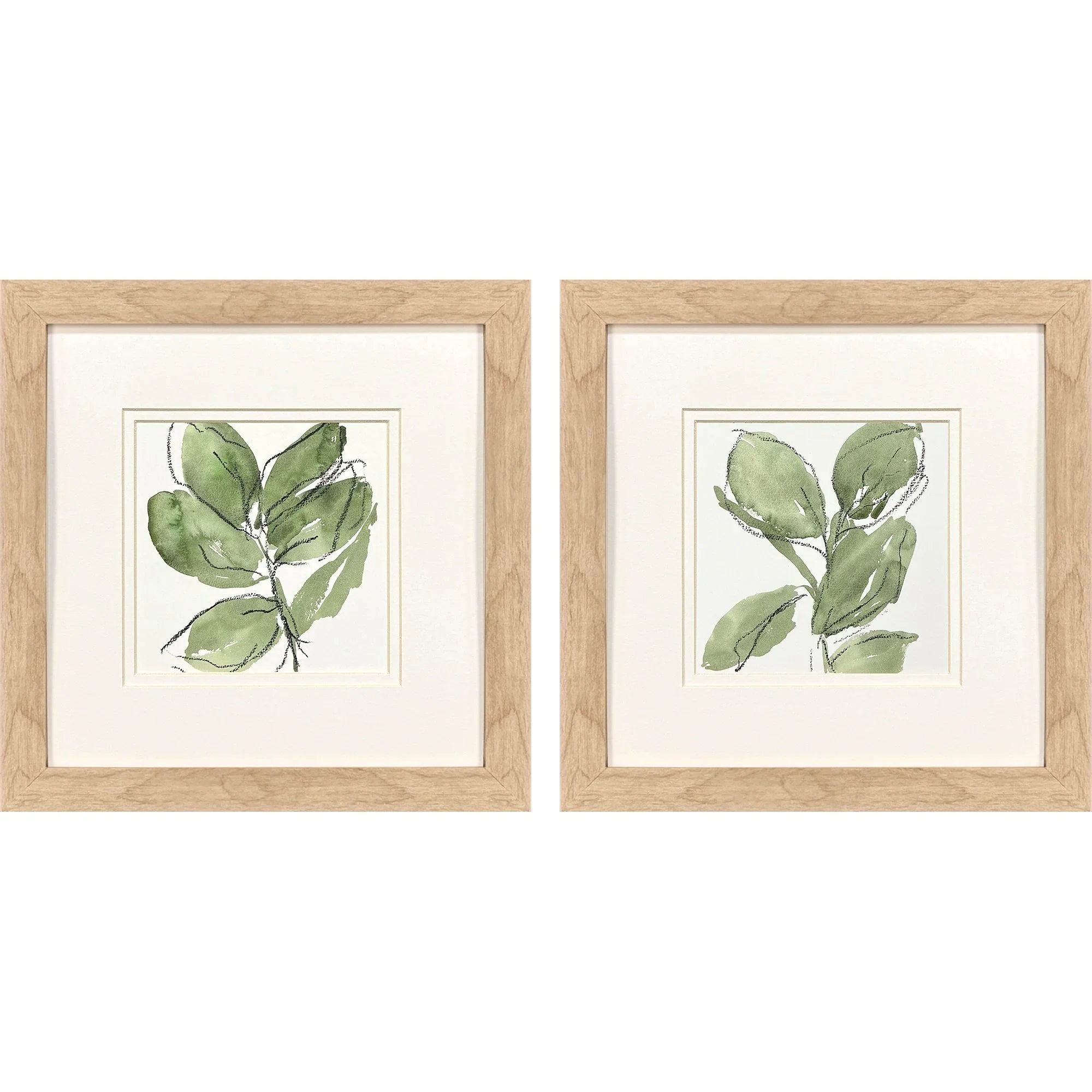 Summer Leaves Green Canvas Art 2PC