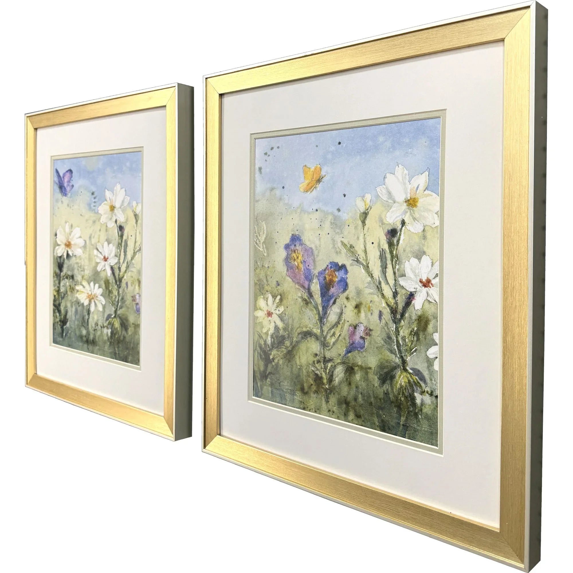 Summer Wildflowers Green Canvas Art 2PC