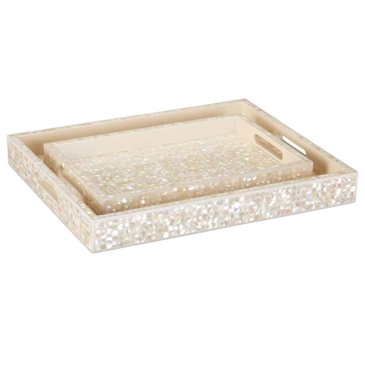 Gerri Dot White Mother of Pearl Tray (Set of 2)
