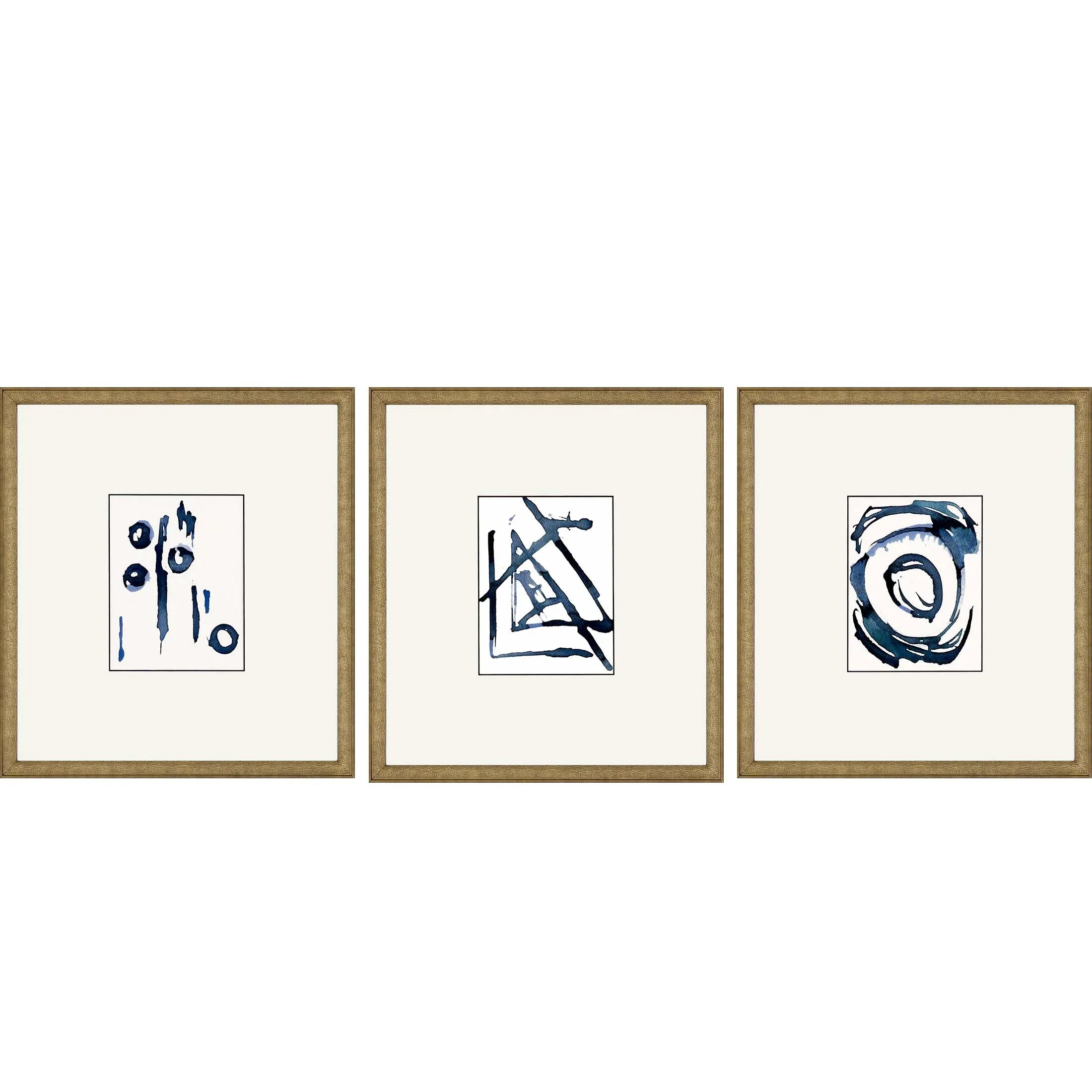 Mayhem Wood Frame Blue Canvas Art 3PC