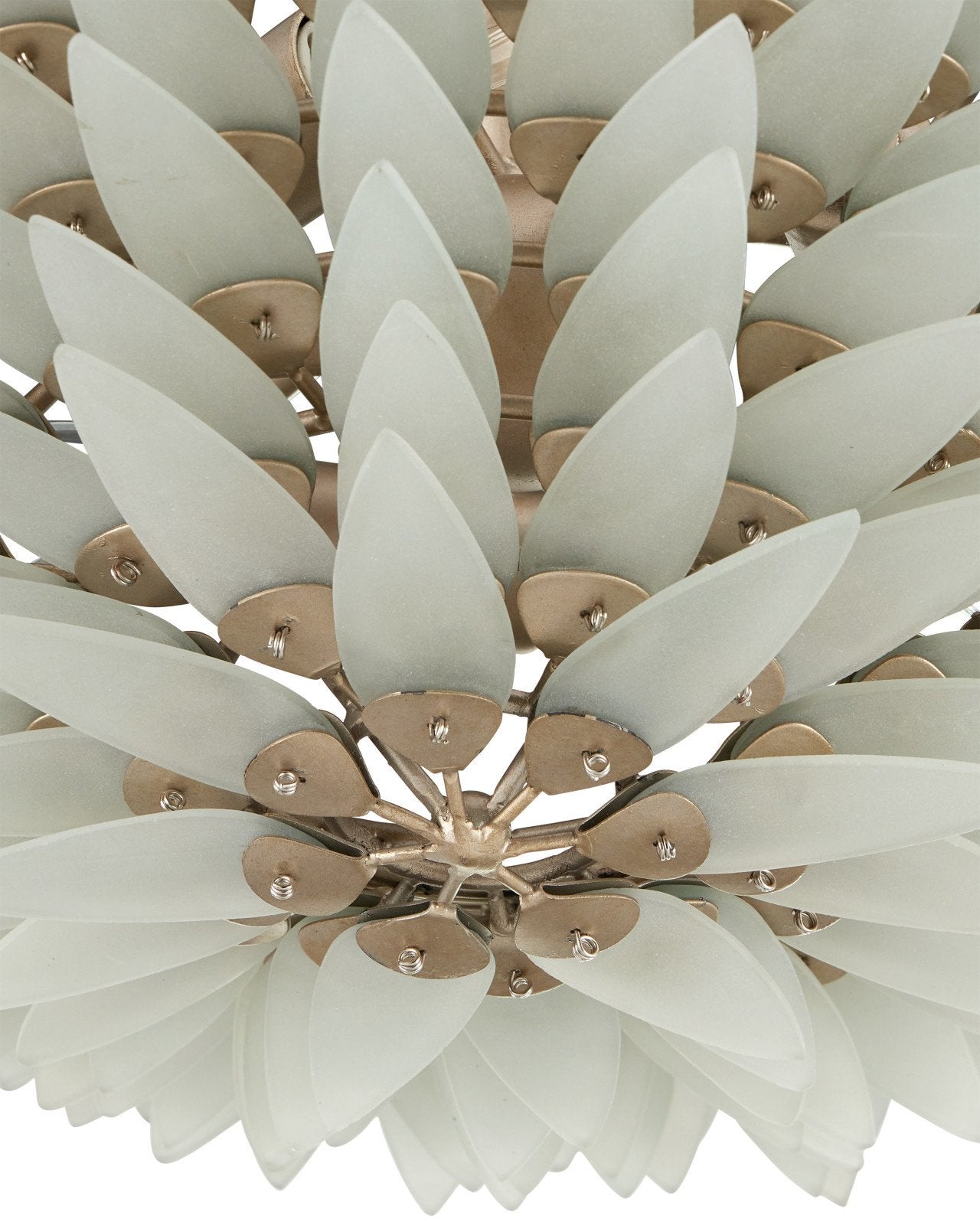 Dahlia Silver Semi-Flush Mount-Flush Mounts-Currey & Co-LOOMLAN