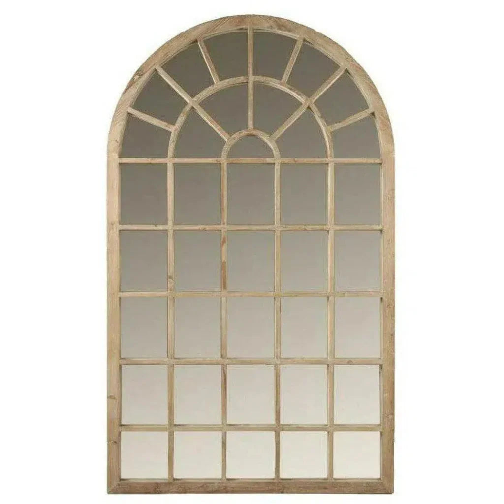 78" Natural Wood Grid Floor Mirror Extra Large Leaner-Floor Mirrors-Essentials For Living-LOOMLAN