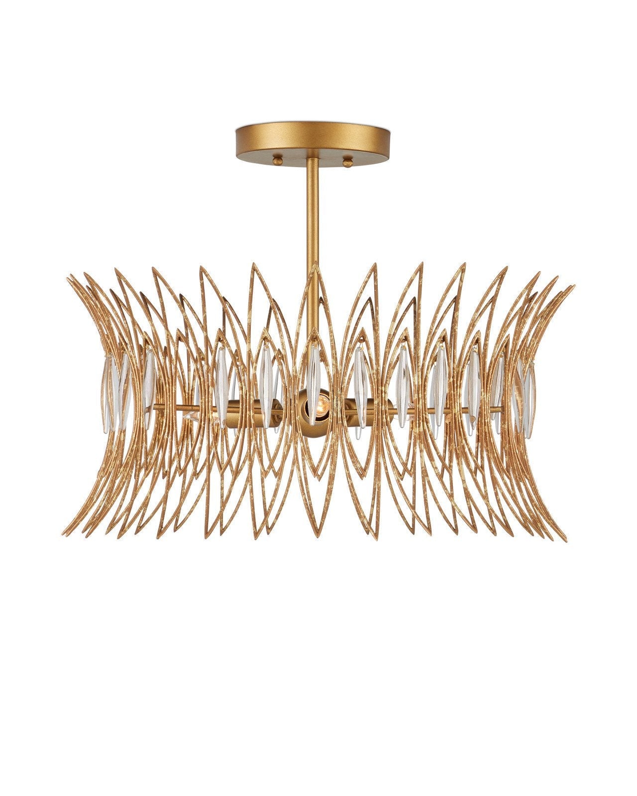 Marquise Gold Semi-Flush Mount-Flush Mounts-Currey & Co-LOOMLAN