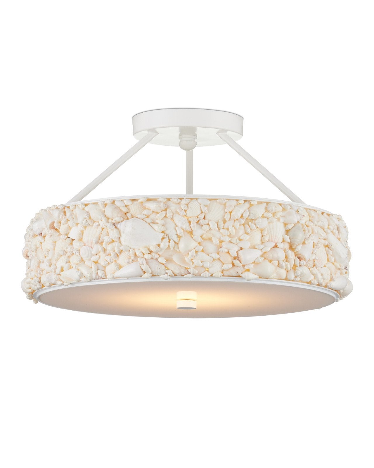 Turbinella White Shells Semi-Flush Mount-Flush Mounts-Currey & Co-LOOMLAN