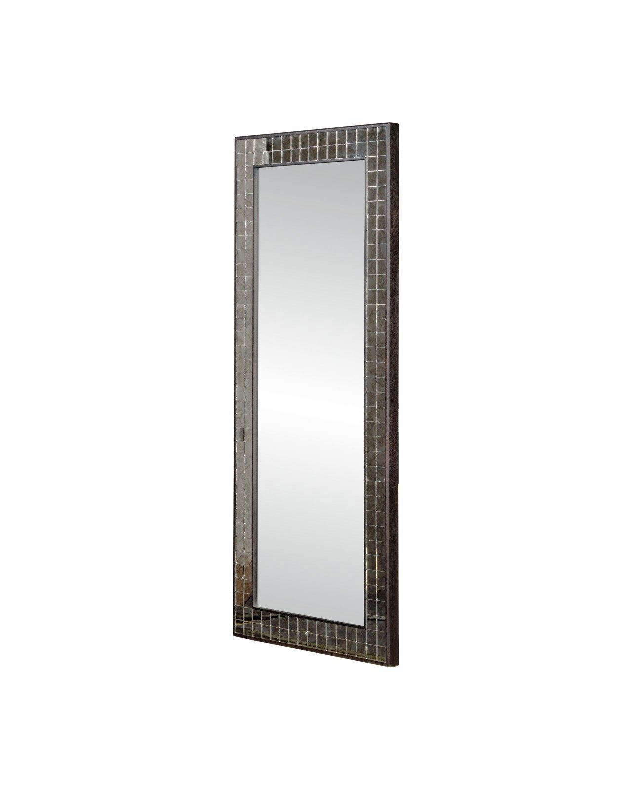 Mosaico Wood Frame Rectangular Floor Mirror-Floor Mirrors-Currey & Co-LOOMLAN