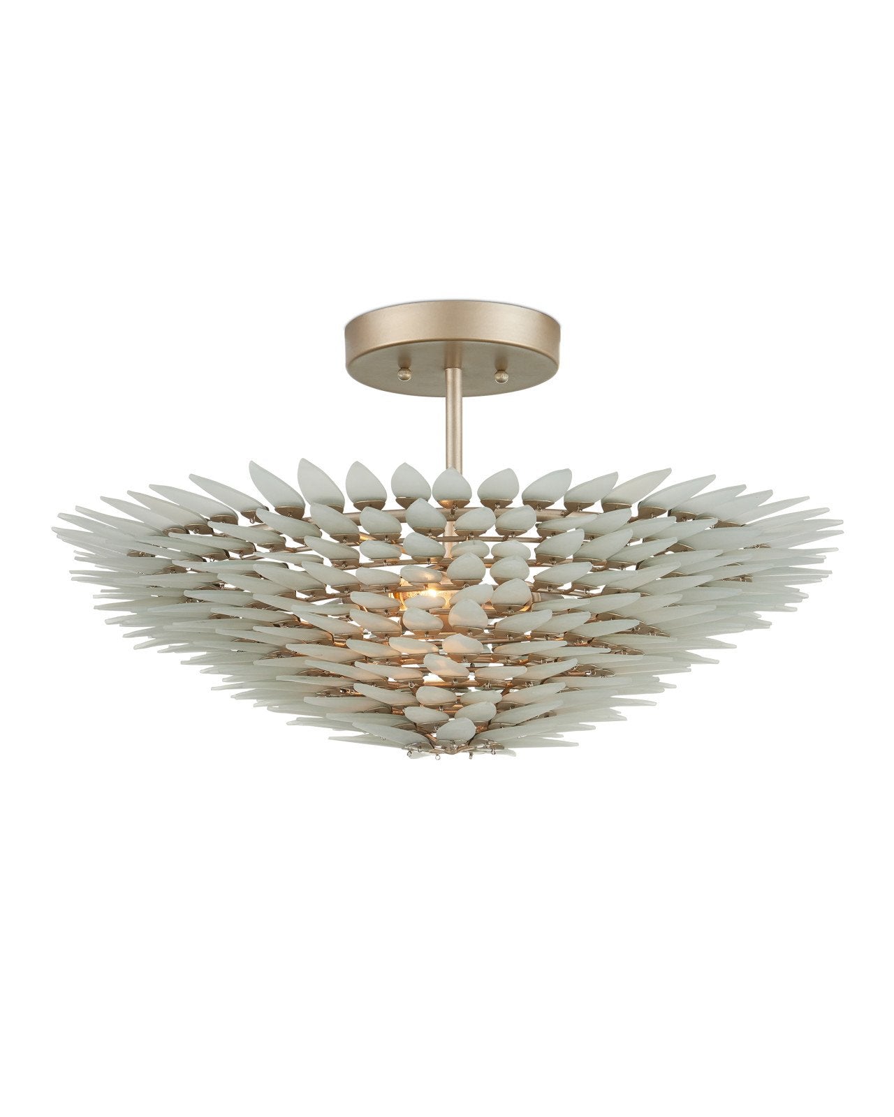 Dahlia Silver Semi-Flush Mount-Flush Mounts-Currey & Co-LOOMLAN