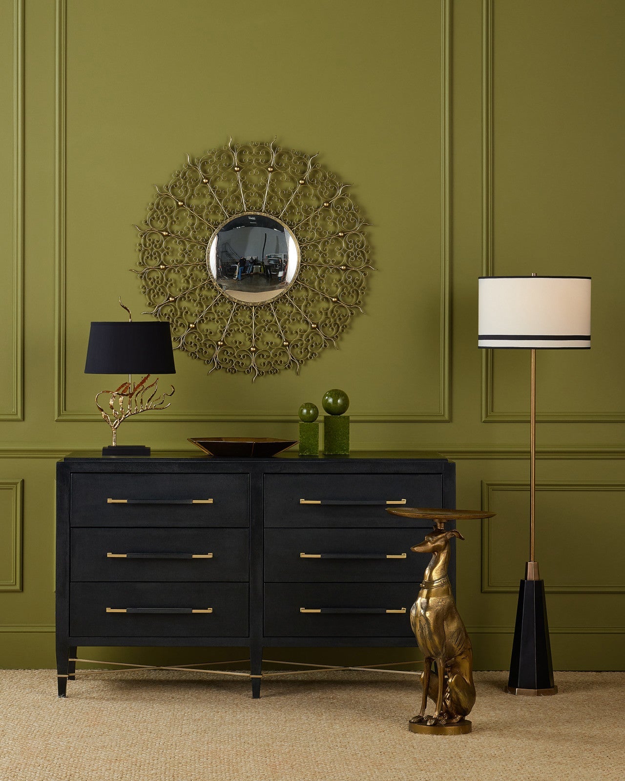 Levain Gold Leaf Finish Round Wall Mirror