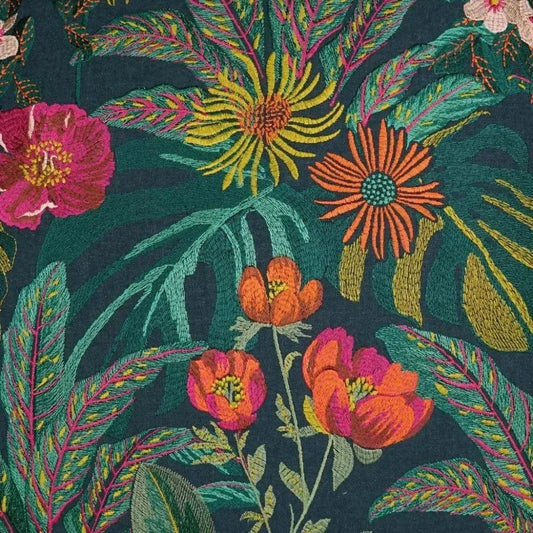 D.V. Kap Abelia Embroidery Floral Navy Large Throw Pillow Insert