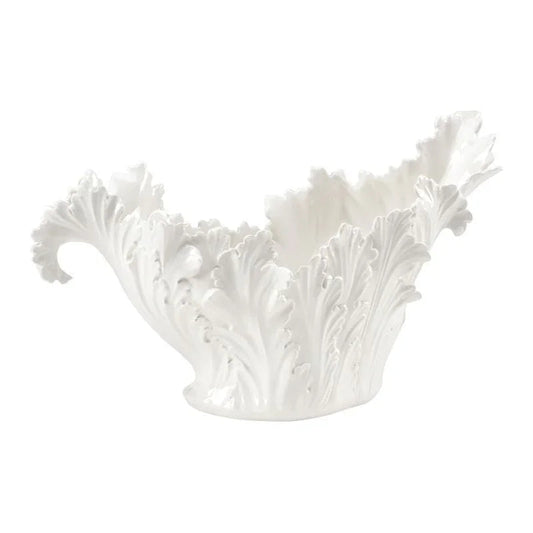 Acanthus Glossy White Ceramic Leaf Bowl - LOOMLAN - Chelsea House - Boxes & Bowls