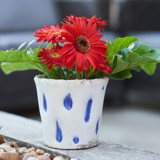 Aegean Blue Dots Ceramic Cachepot