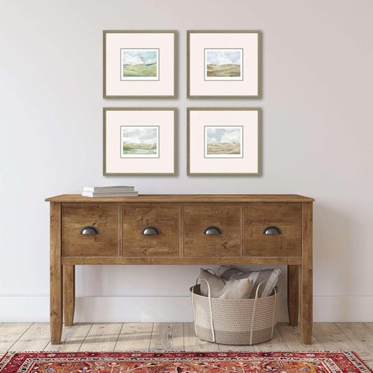 Afternoon Wood Frame Green Canvas Art 4PC